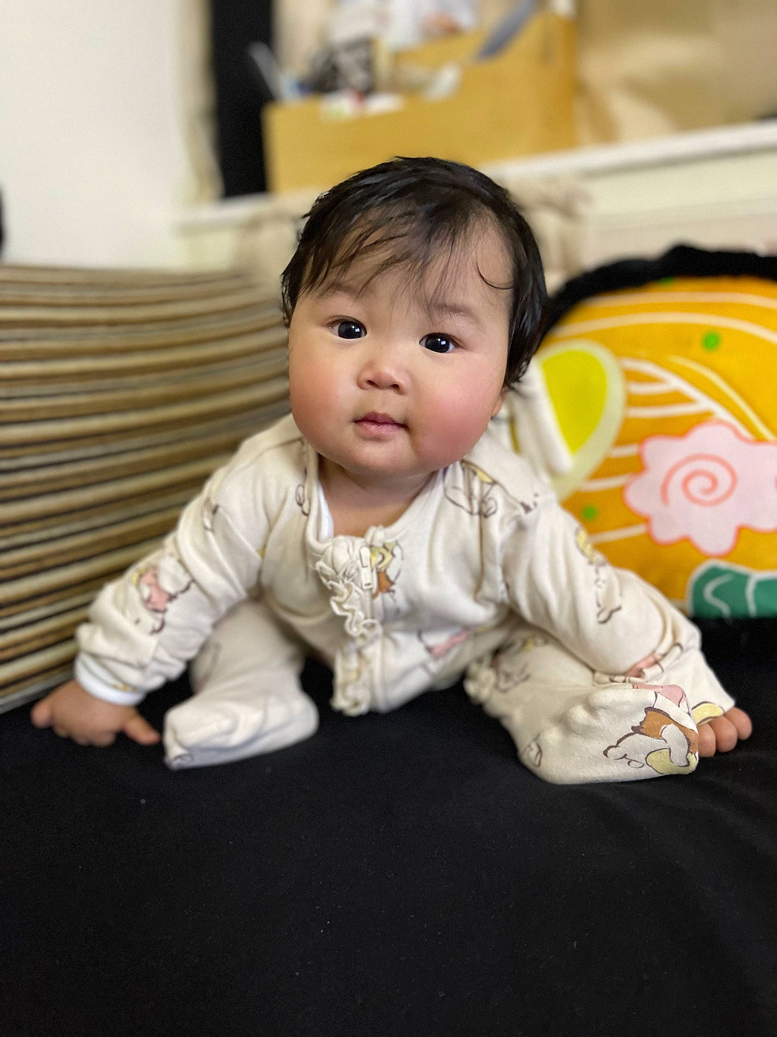 Sky joined the competition — help win amazing prizes! baby, baby_toddler_clothing, cheek, child, comfort, flooring, fun, happy, iris, person, room, sitting, sleeve, smile, toddler, wood