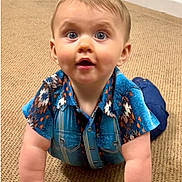 Samuel joined the competition — help win amazing prizes! baby, blue_shirt, carpet, casual_clothing, child, crawling, curious, cute, expression, eyes, face, floor, hands, indoor, infant, person, portrait, short_hair, skin, young_child