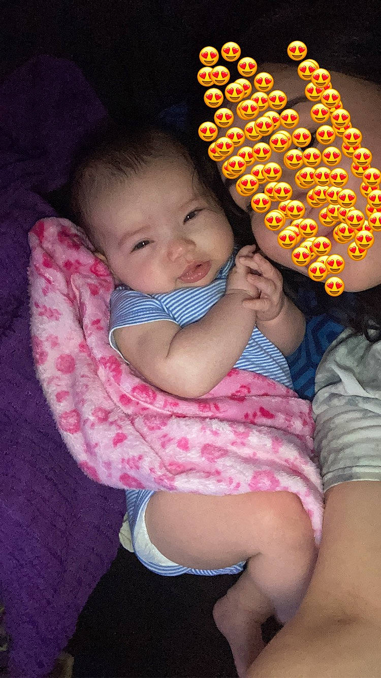 Leilani joined the competition — help win amazing prizes! arm, baby_toddler_clothing, cheek, comfort, eye, facial_expression, finger, gesture, hand, happy, human, iris, leg, mouth, nose, organ, person, pink, skin, smile