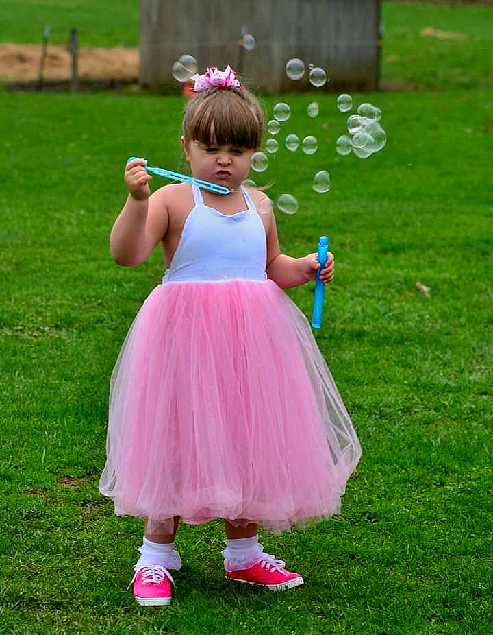 Sammi joined the competition — help win amazing prizes! child, clothing, costume, dress, flower_girl, grass, meadow, person, pink, plant, play, toddler