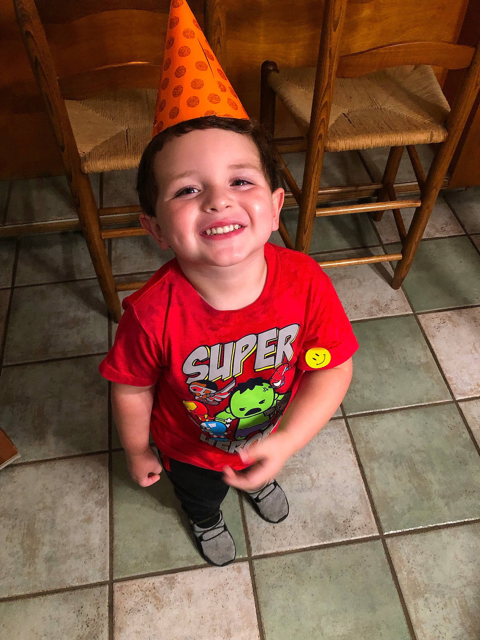 Kace joined the competition — help win amazing prizes! cap, child, cone, cool, costume_hat, event, fashion_accessory, floor, flooring, fun, happy, headgear, joy, leisure, party_hat, party_supply, person, shorts, smile, t_shirt