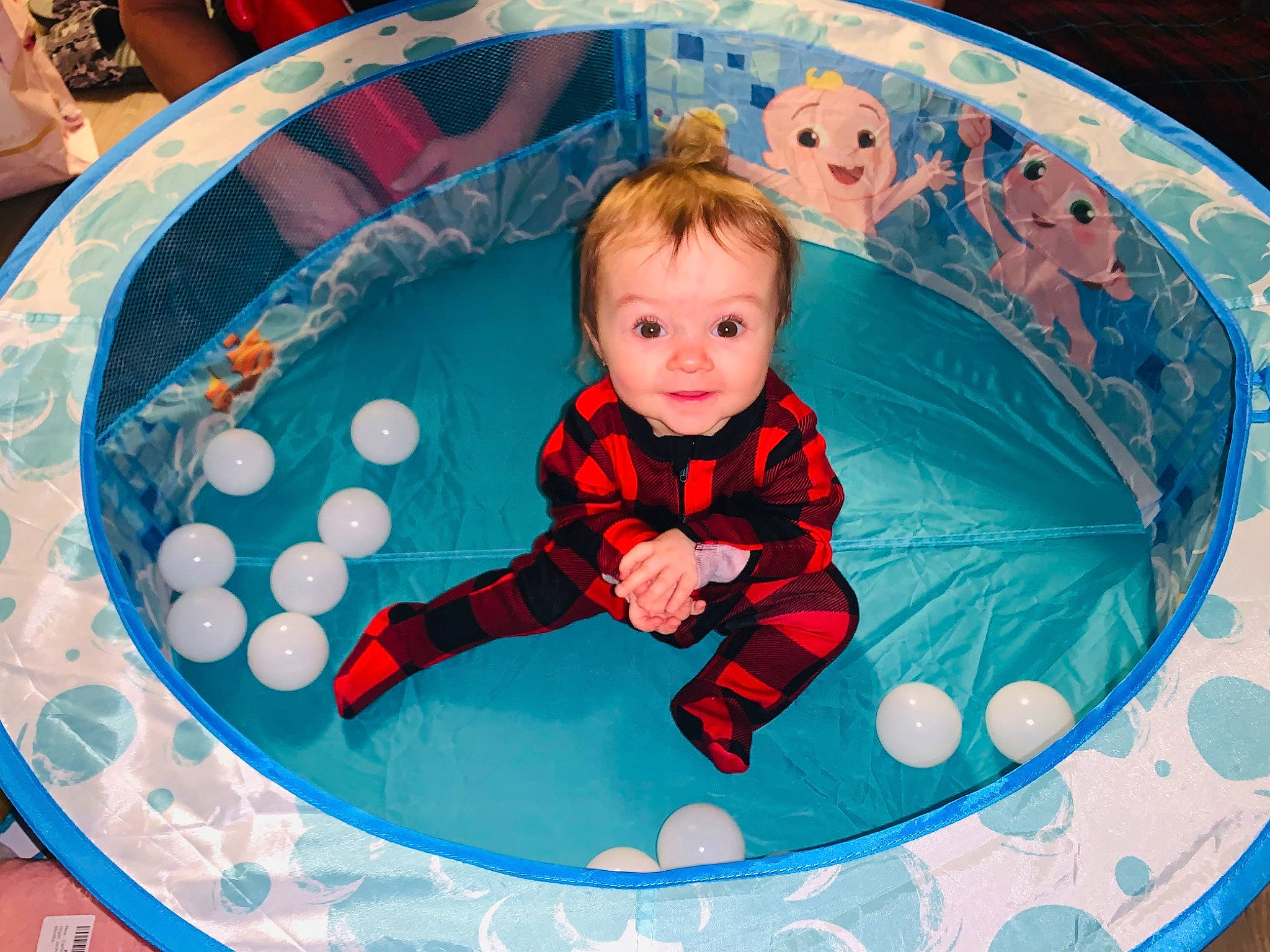 Nevaeh joined the competition — help win amazing prizes! baby, baby_toddler_clothing, blue, child, circle, dishware, eye, fun, happy, leisure, mammal, pattern, person, pink, recreation, red, sleeve, smile, textile, toddler