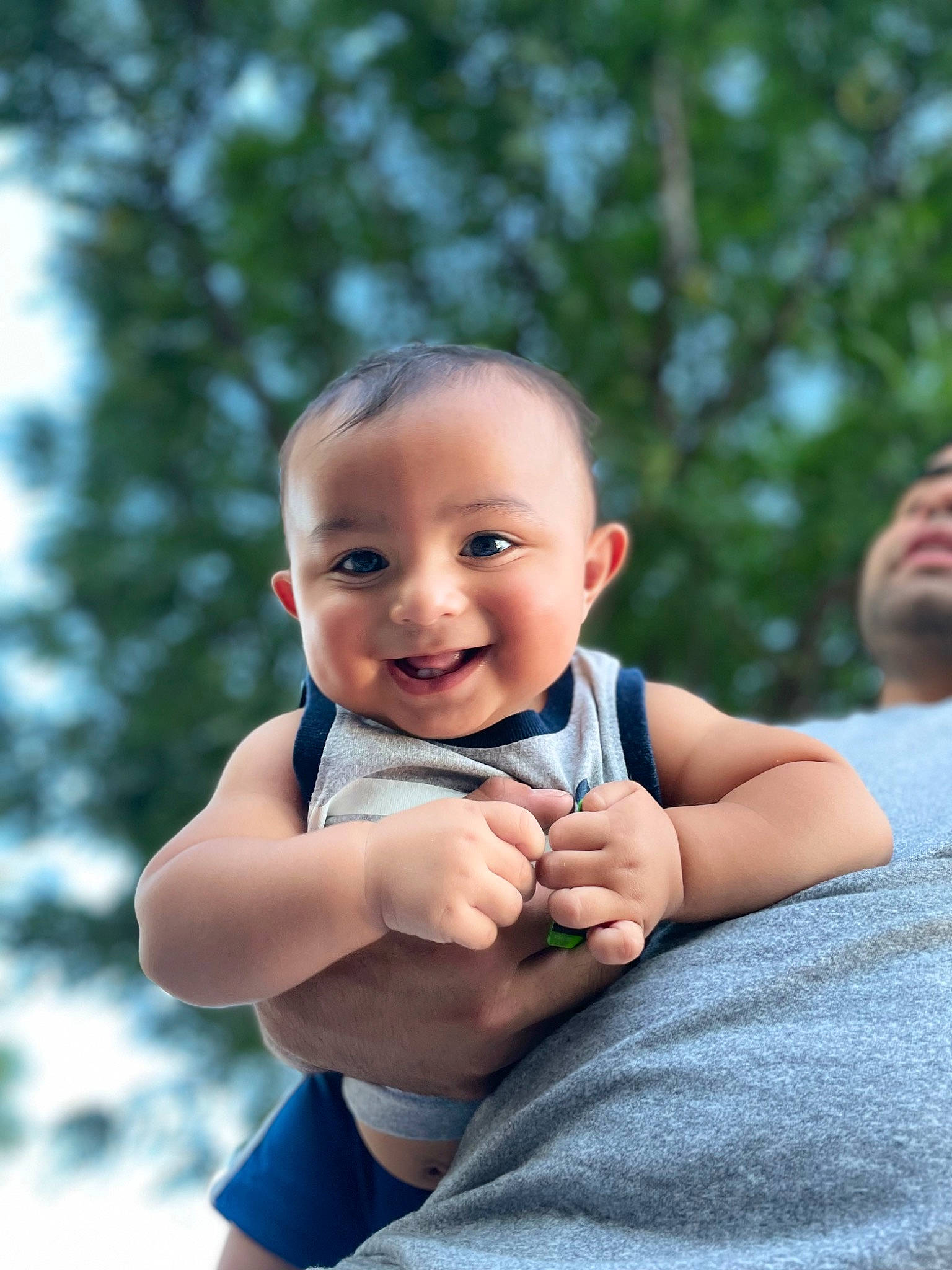 Gael joined the competition — help win amazing prizes! azure, baby, baby_toddler_clothing, cheek, electric_blue, flash_photography, gesture, grass, happy, joy, leisure, lip, people_in_nature, person, plant, recreation, skin, smile, summer, thumb