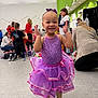 child, toddler, girl, ballet, tutu, purple_dress, bow, smile, happy, dance_class, studio, indoor, group, people, adults, floor, shoes, sequins, joyful, candid