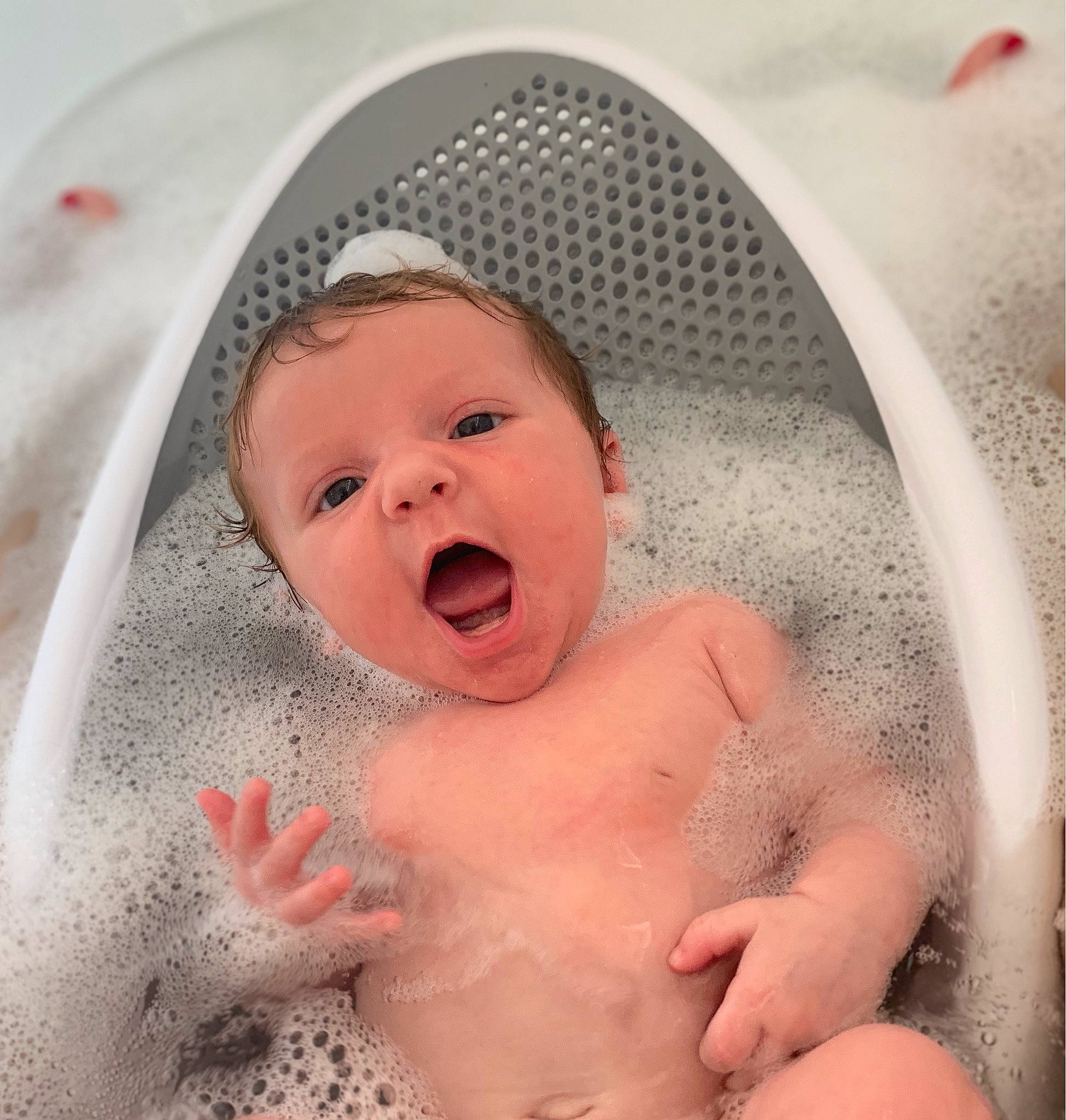 Layla-rose is registered to the contest to win money with this photo: baby, baby_bathing, baby_laughing, baby_making_funny_faces, bathing, bathtub, birth, child, facial_expression, fun, mouth, person, product, smile, toddler