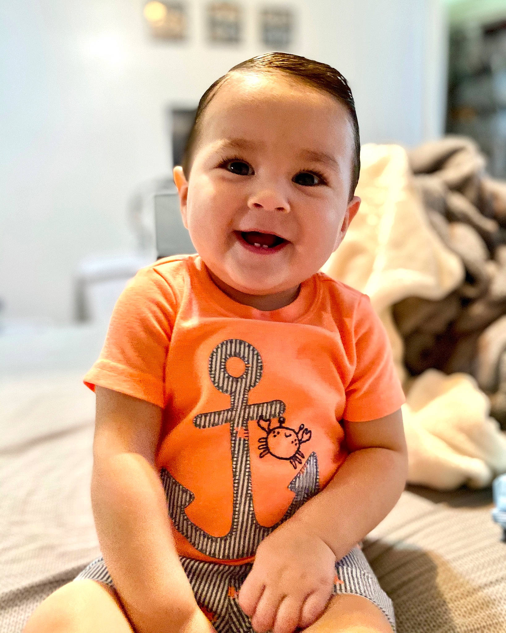 Noah joined the competition — help win amazing prizes! baby, baby_toddler_clothing, beauty, cheek, child, face, facial_expression, head, leg, person, product, skin, sleeve, smile, toddler