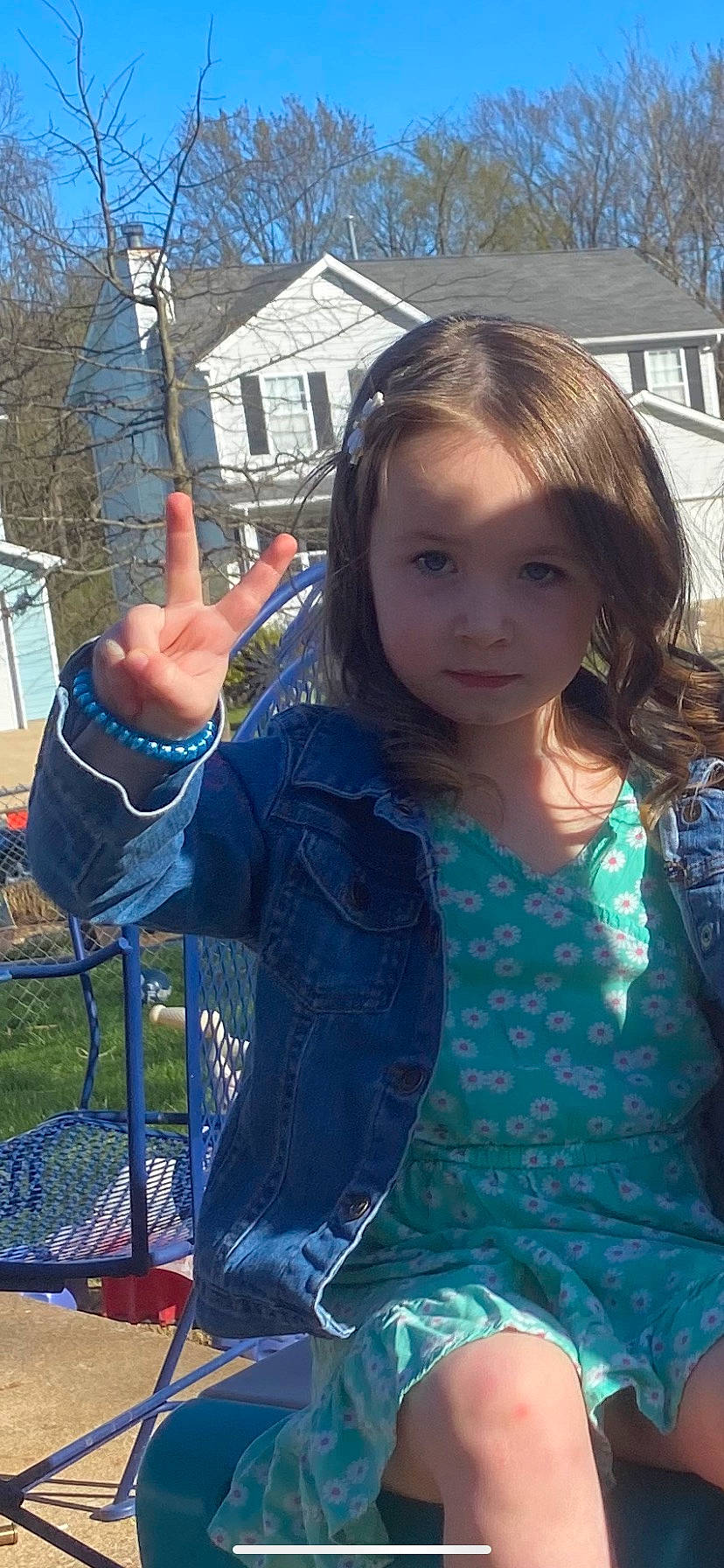 Sophia joined the competition — help win amazing prizes! building, chair, child, clothing, cool, electric_blue, facial_expression, fun, gesture, grass, hand, happy, leisure, person, recreation, shoulder, sky, sleeve, t_shirt, tree