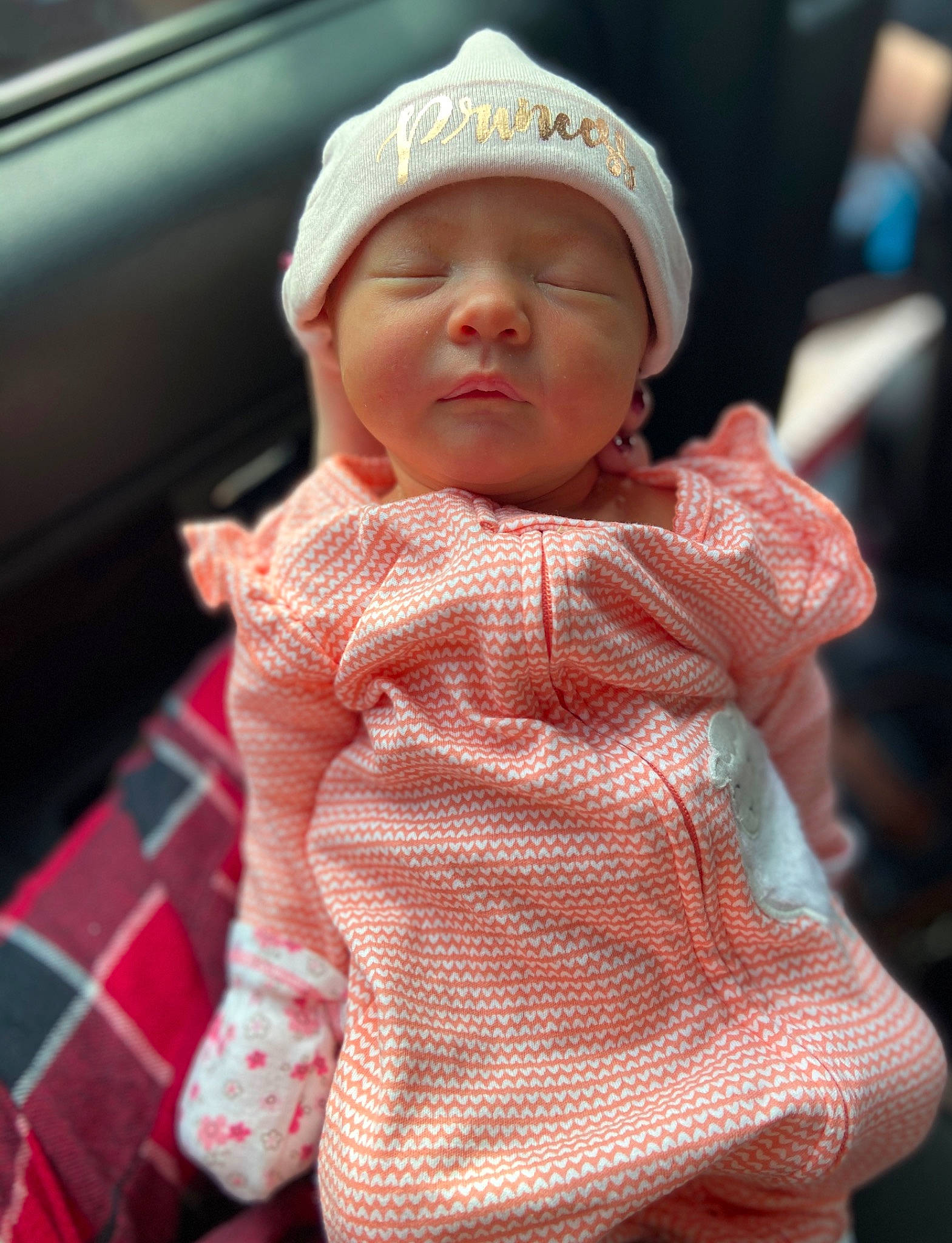 Adelynn is registered to the contest to win money with this photo: baby, cheek, child, head, headgear, headwear, person, pink, skin, toddler