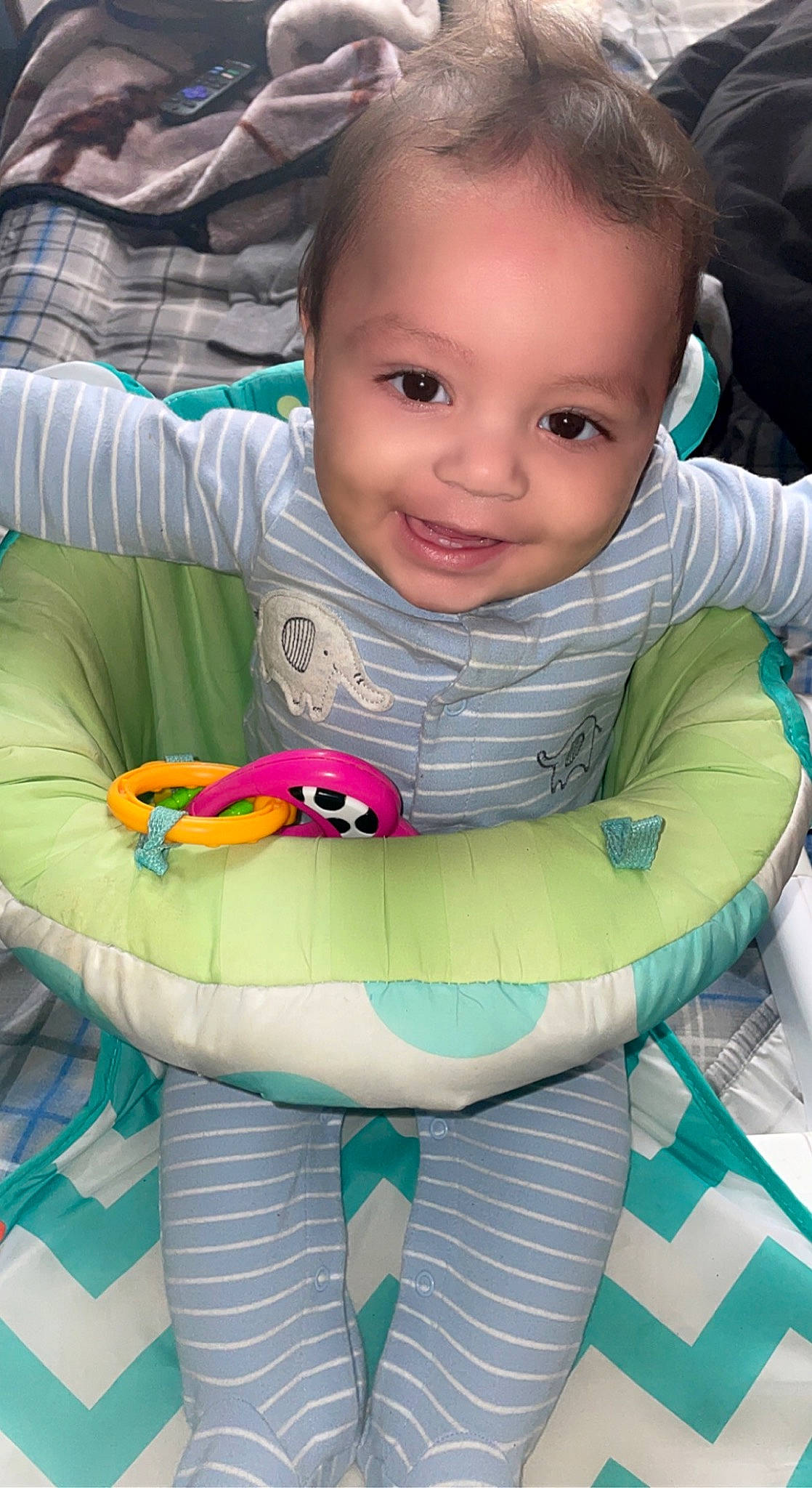 Eduardo joined the competition — help win amazing prizes! baby, baby_carriage, baby_toddler_clothing, cheek, eye, face, fun, grass, green, happy, head, iris, joy, mouth, organ, person, photograph, product, skin, smile