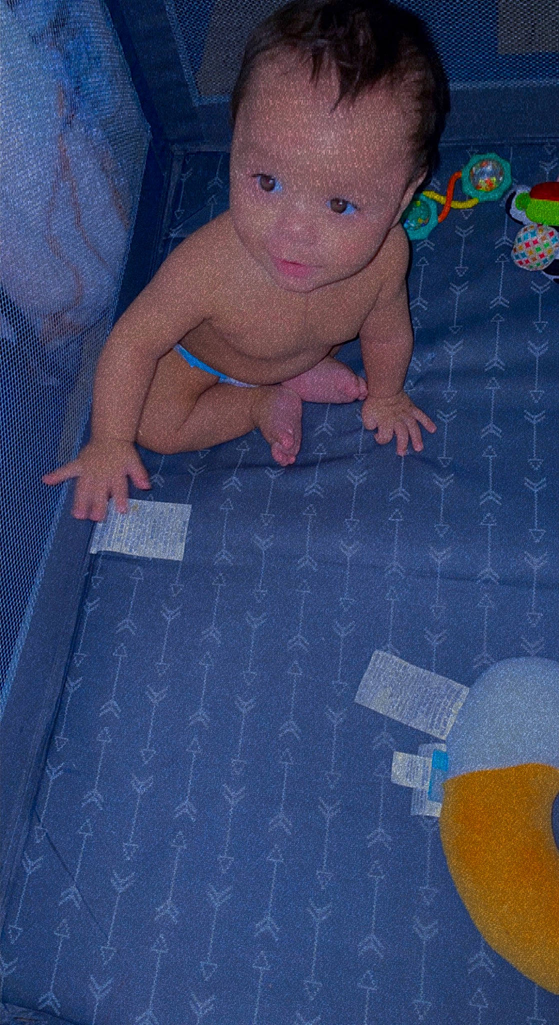 Eduardo joined the competition — help win amazing prizes! azure, baby, baby_products, baby_toys, blue, cheek, child, crawling, electric_blue, eye, floor, flooring, foot, head, linens, pattern, person, textile, toddler, toy