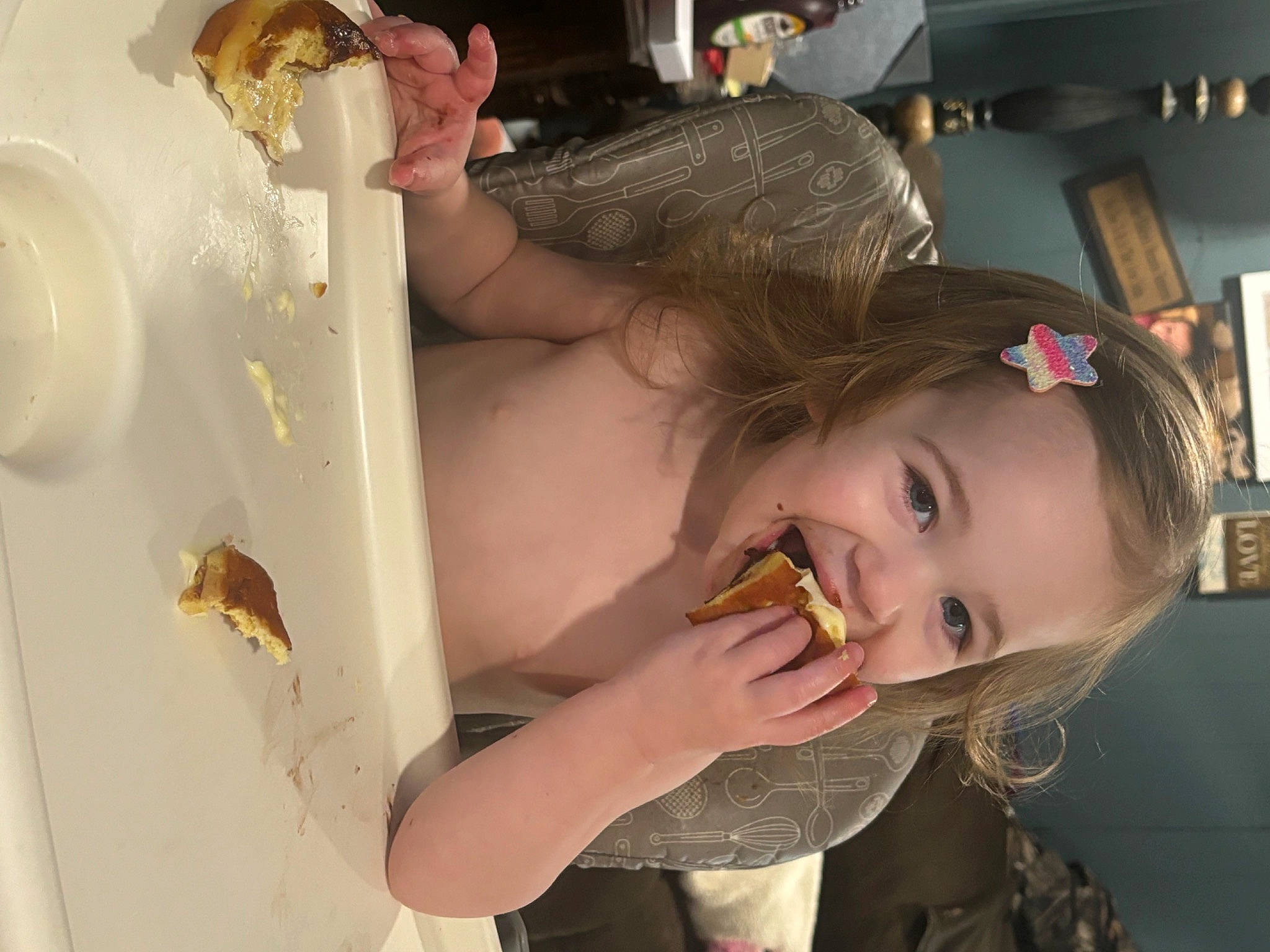 Larsyn joined the competition — help win amazing prizes! bathing, bridal_accessory, chair, child, ear, eyelash, fashion_accessory, fashion_design, fun, hair_accessory, hair_coloring, hairstyle, happy, hat, headgear, headpiece, jewellery, person, room, tableware