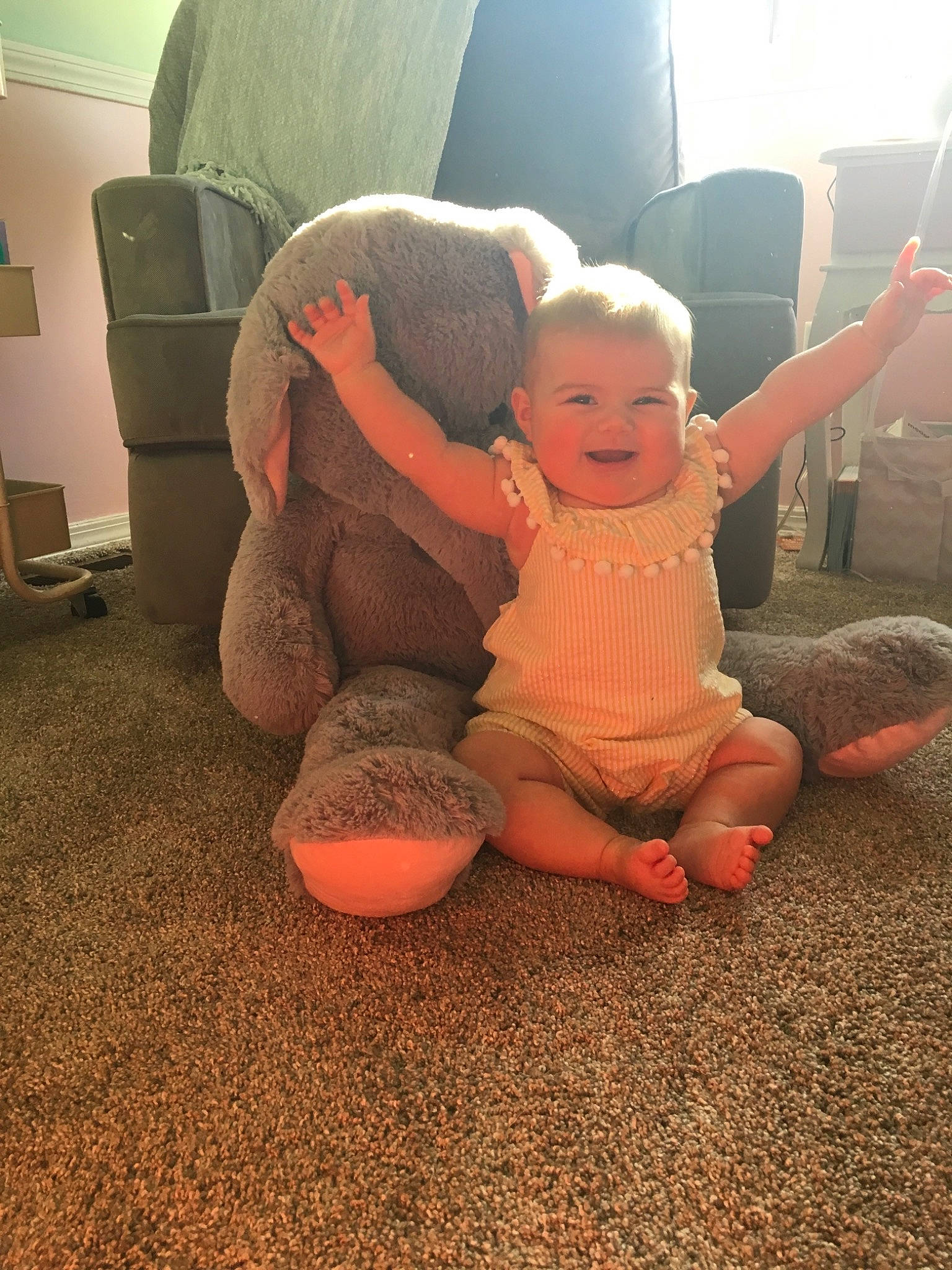 Ellyanna joined the competition — help win amazing prizes! arm, barefoot, child, foot, fun, joint, leg, person, play, sitting, toddler