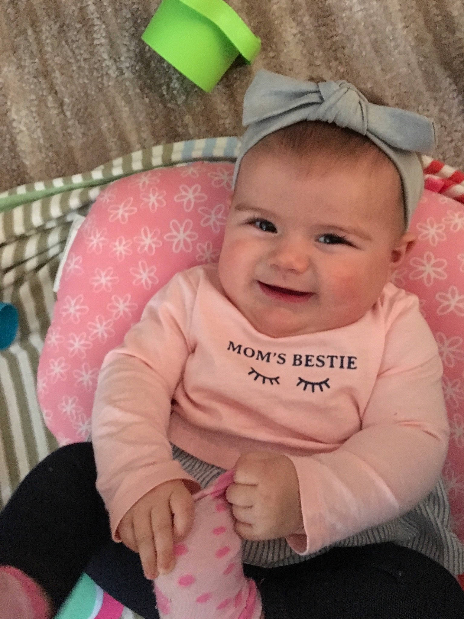 Ellyanna is registered to the contest to win money with this photo: baby, baby_products, baby_toddler_clothing, cheek, child, joy, person, pink, product, skin, smile, toddler