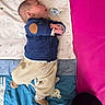 Aylane participe au concours pour gagner de l'argent avec cette photo : baby, beige_pants, blanket, blue_sweater, cotton_blanket, feet, home_interior, infant, looking_up, lying_down, pacifier, person, pillow, pink_background, playmat, quilting, side_profile, socks, soft_toy, toy