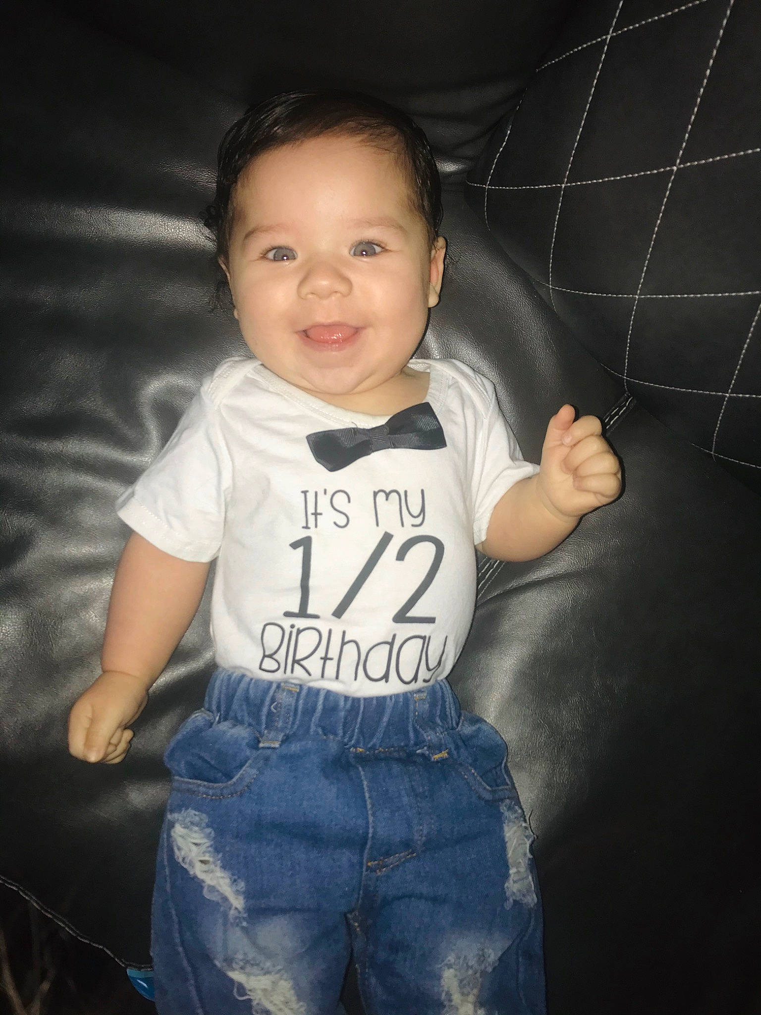 Jeremiah joined the competition — help win amazing prizes! arm, baby_toddler_clothing, clothing, eye, flash_photography, gesture, hair, hand, happy, head, human_body, jeans, joy, leg, organ, person, shoulder, skin, sleeve, smile