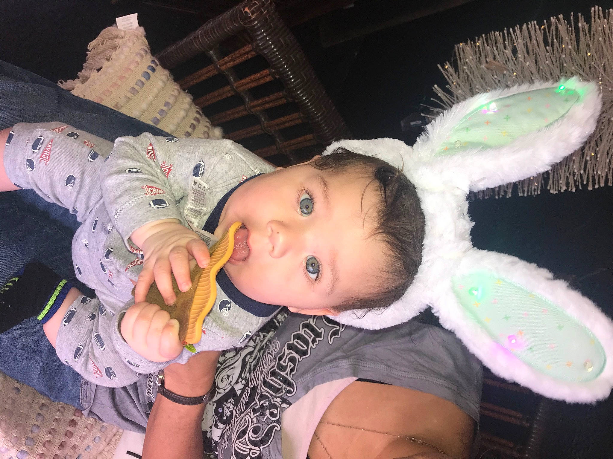 Jeremiah is registered to the contest to win money with this photo: baby, baby_products, baby_toddler_clothing, baby_toys, chair, cheek, child, costume, ear, eye, fun, happy, nose, person, pink, plush, sitting, skin, stuffed_toy, toddler
