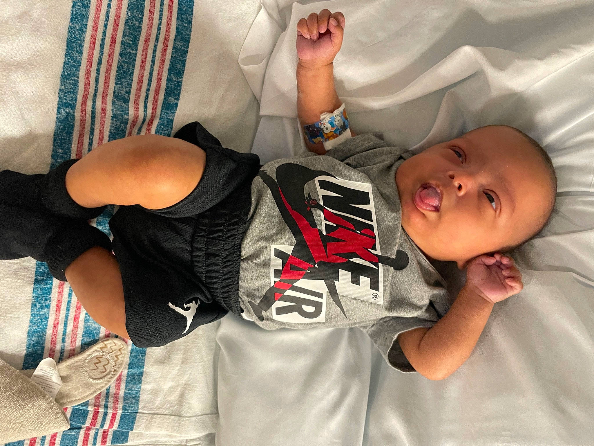 Jordan joined the competition — help win amazing prizes! arm, baby, chest, comfort, curtain, elbow, finger, gesture, hand, human_body, joint, knee, mouth, person, sleeve, t_shirt, textile, thigh, toddler, trunk