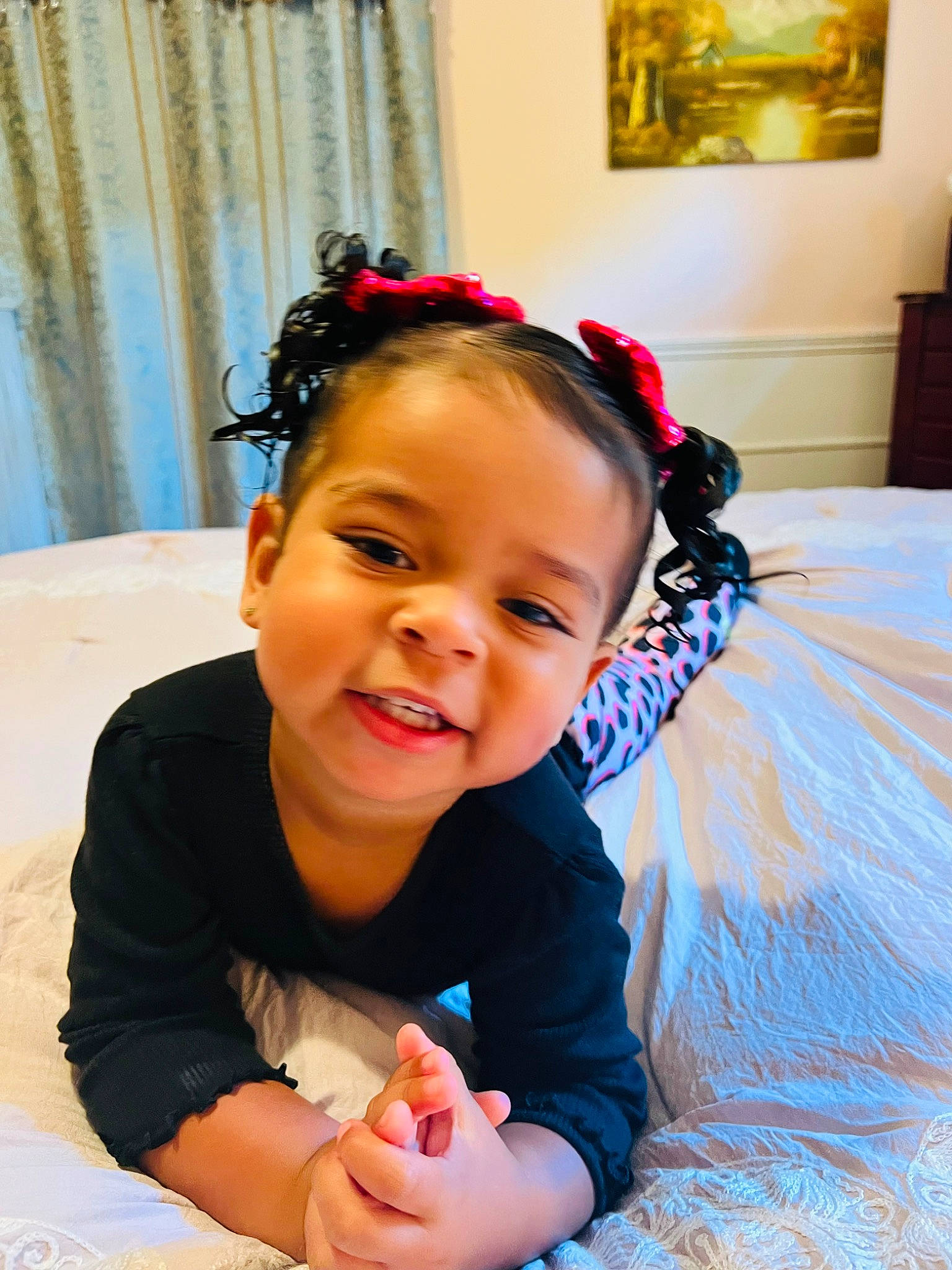 Adaleetza joined the competition — help win amazing prizes! baby, baby_toddler_clothing, beauty, cheek, child, chin, curtain, eye, face, facial_expression, fun, happy, head, person, picture_frame, pink, skin, sleeve, smile, toddler