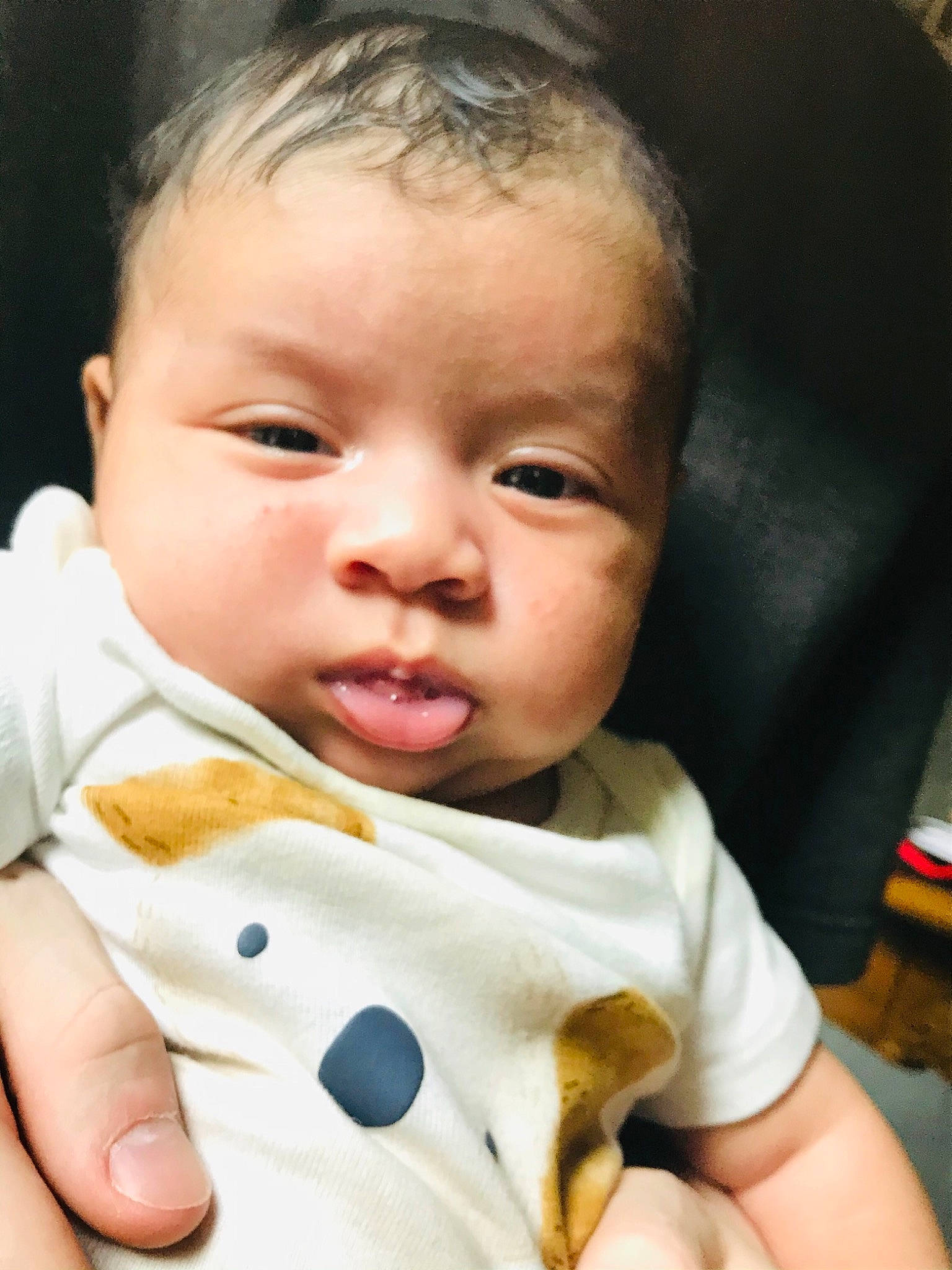 Karson is registered to the contest to win money with this photo: baby, baby_toddler_clothing, cheek, chin, collar, comfort, eyebrow, eyelash, facial_expression, finger, happy, human, iris, lip, mouth, nose, people, person, skin, sleeve