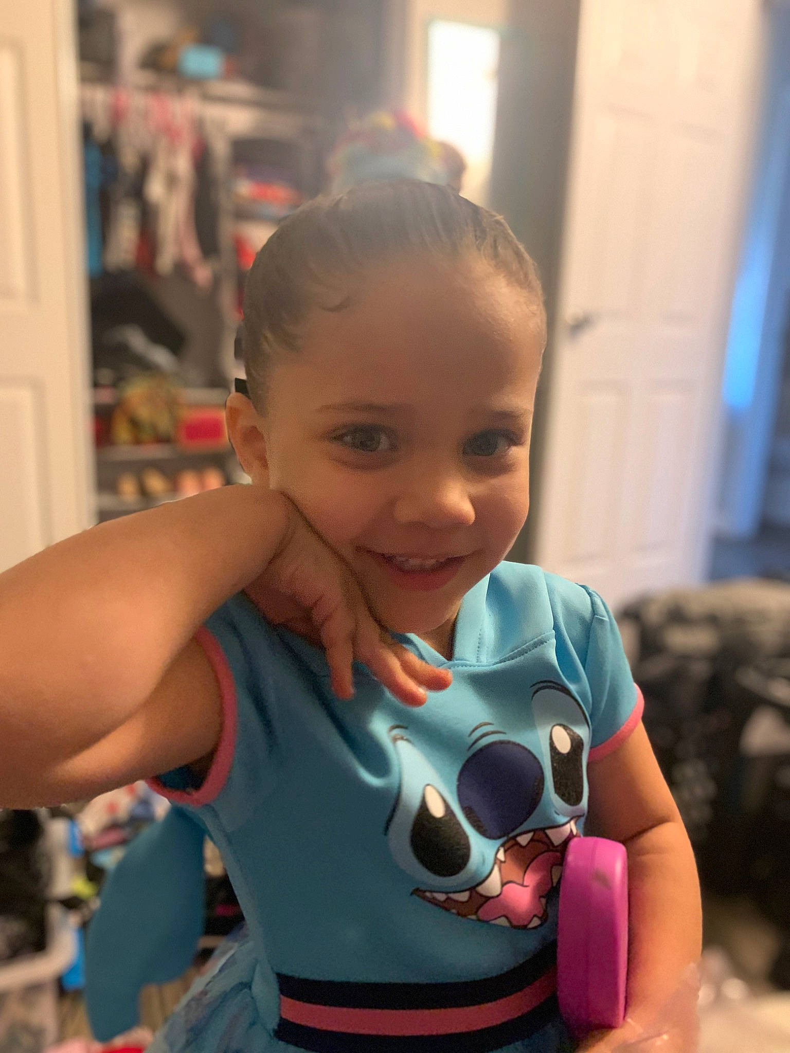 Angela is registered to the contest to win money with this photo: abdomen, arm, baby_toddler_clothing, chest, child, cool, electric_blue, facial_expression, fun, happy, joint, joy, leisure, mammal, neck, person, shoulder, smile, t_shirt, thumb