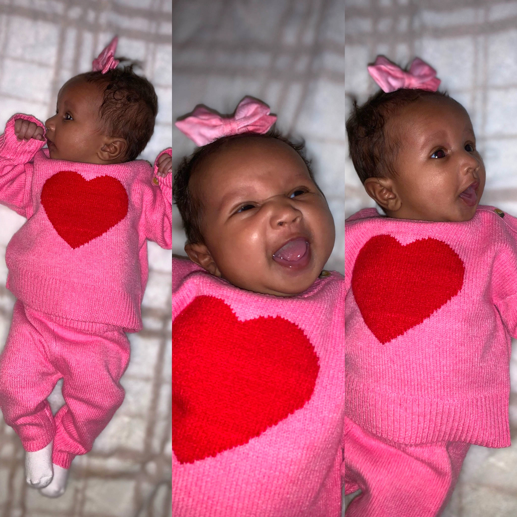 Jaylani joined the competition — help win amazing prizes! baby, baby_products, baby_toddler_clothing, cheek, child, facial_expression, happy, headgear, linens, magenta, mammal, pattern, person, pink, room, skin, sleeve, t_shirt, textile, toddler