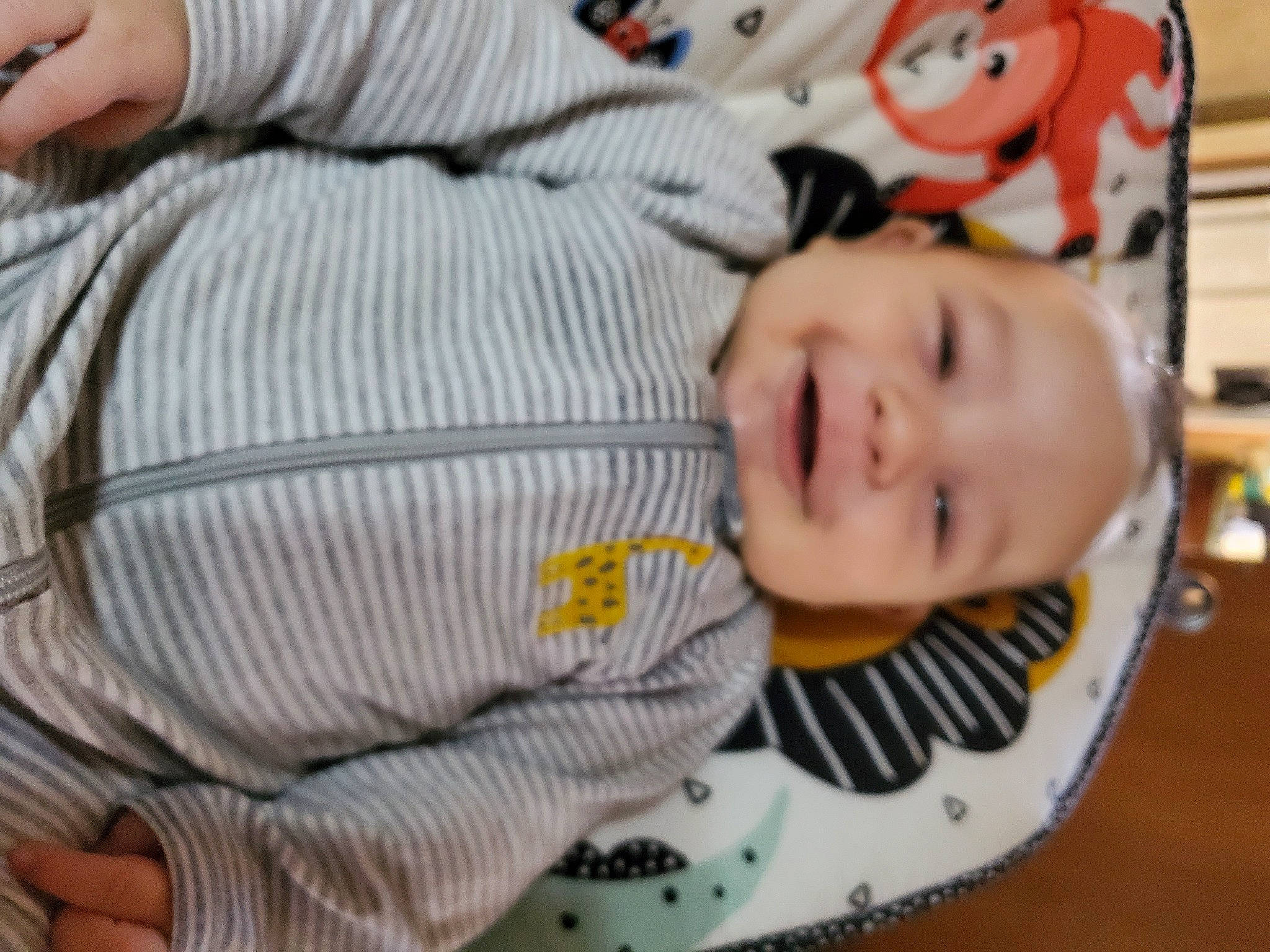 Derek joined the competition — help win amazing prizes! baby, baby_laughing, baby_products, baby_safety, baby_toddler_clothing, cheek, child, comfort, finger, happy, headwear, joy, mouth, pattern, person, room, skin, sleeve, smile, thigh