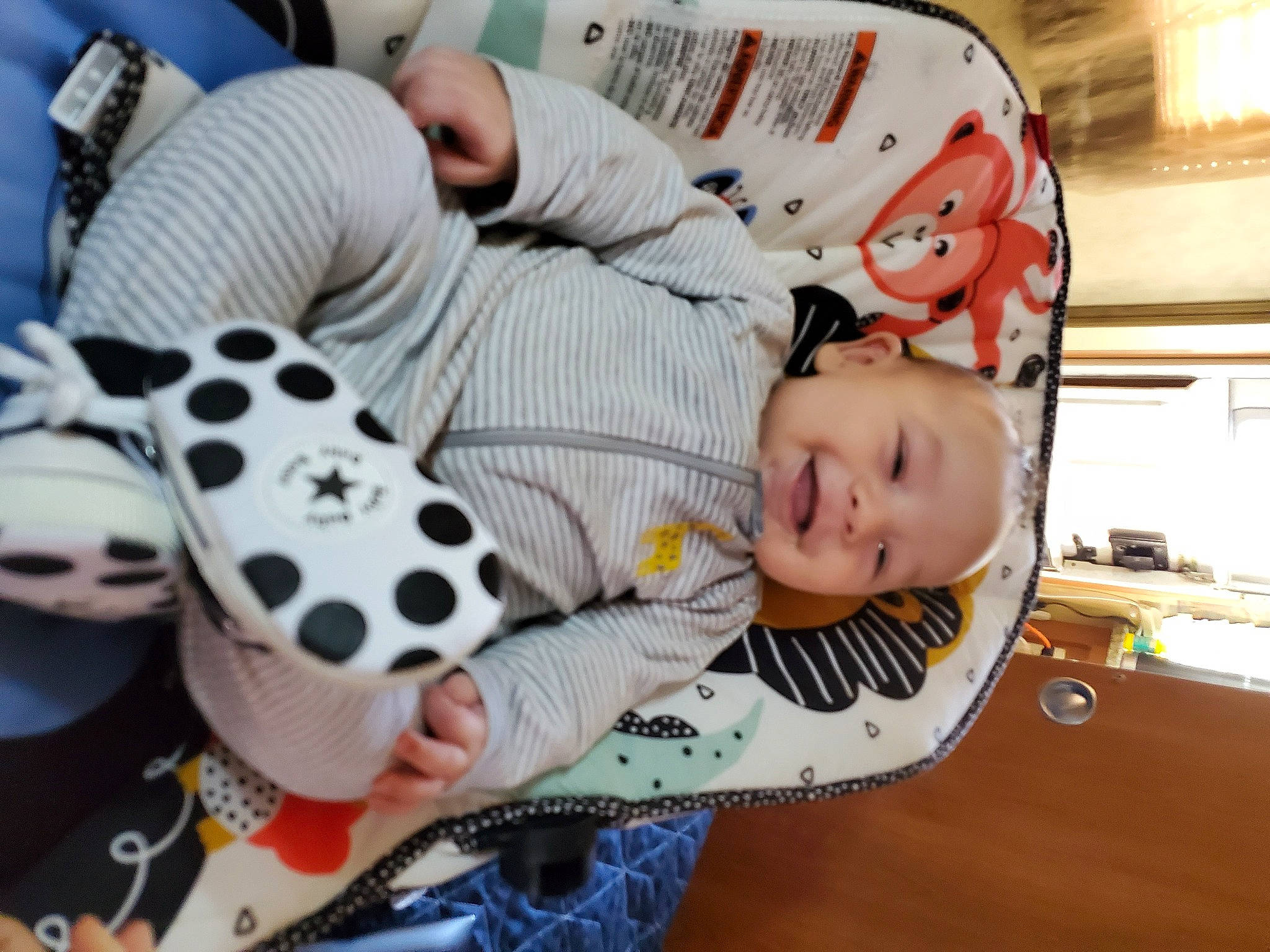 Derek joined the competition — help win amazing prizes! baby, baby_products, baby_toddler_clothing, child, comfort, flooring, fun, linens, pattern, person, play, room, sitting, stuffed_toy, textile, toddler, toy, wood