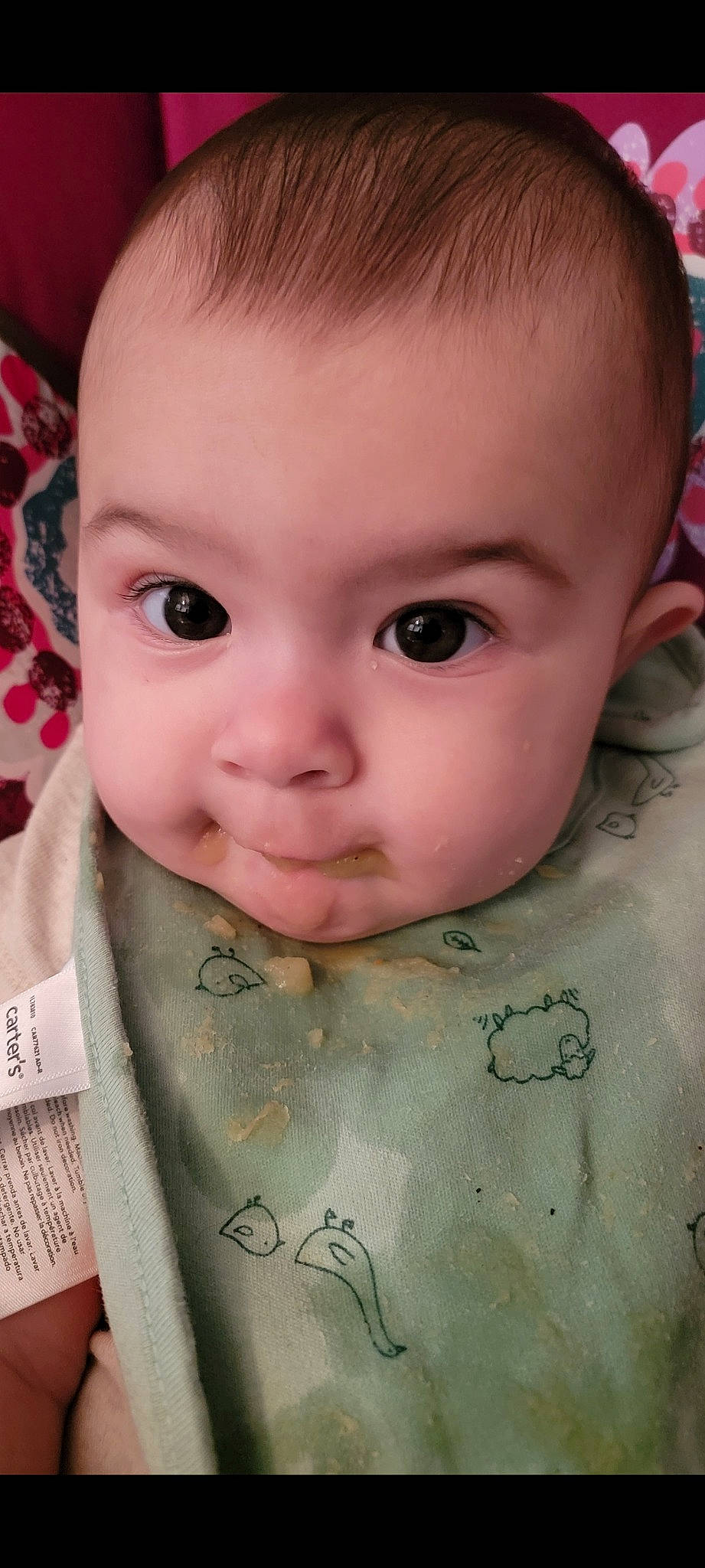 Emma is registered to the contest to win money with this photo: baby, baby_toddler_clothing, cheek, chin, ear, eye, eyebrow, eyelash, face, facial_expression, forehead, hairstyle, head, iris, lip, mouth, nose, organ, person, skin