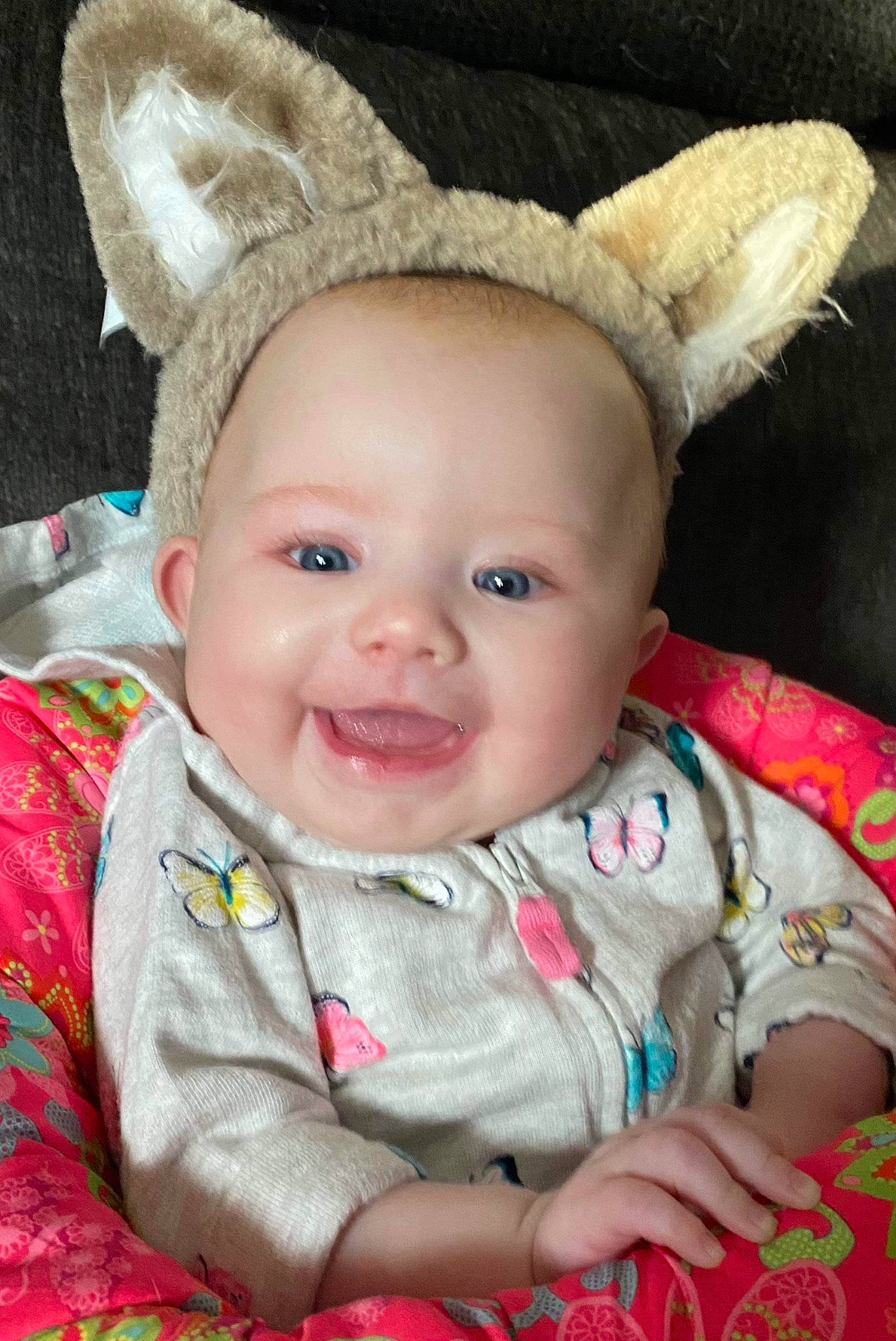 Madilyn joined the competition — help win amazing prizes! baby, baby_toddler_clothing, cheek, child, chin, costume_hat, eye, face, grass, happy, hat, head, iris, joy, lip, person, pink, skin, sleeve, smile