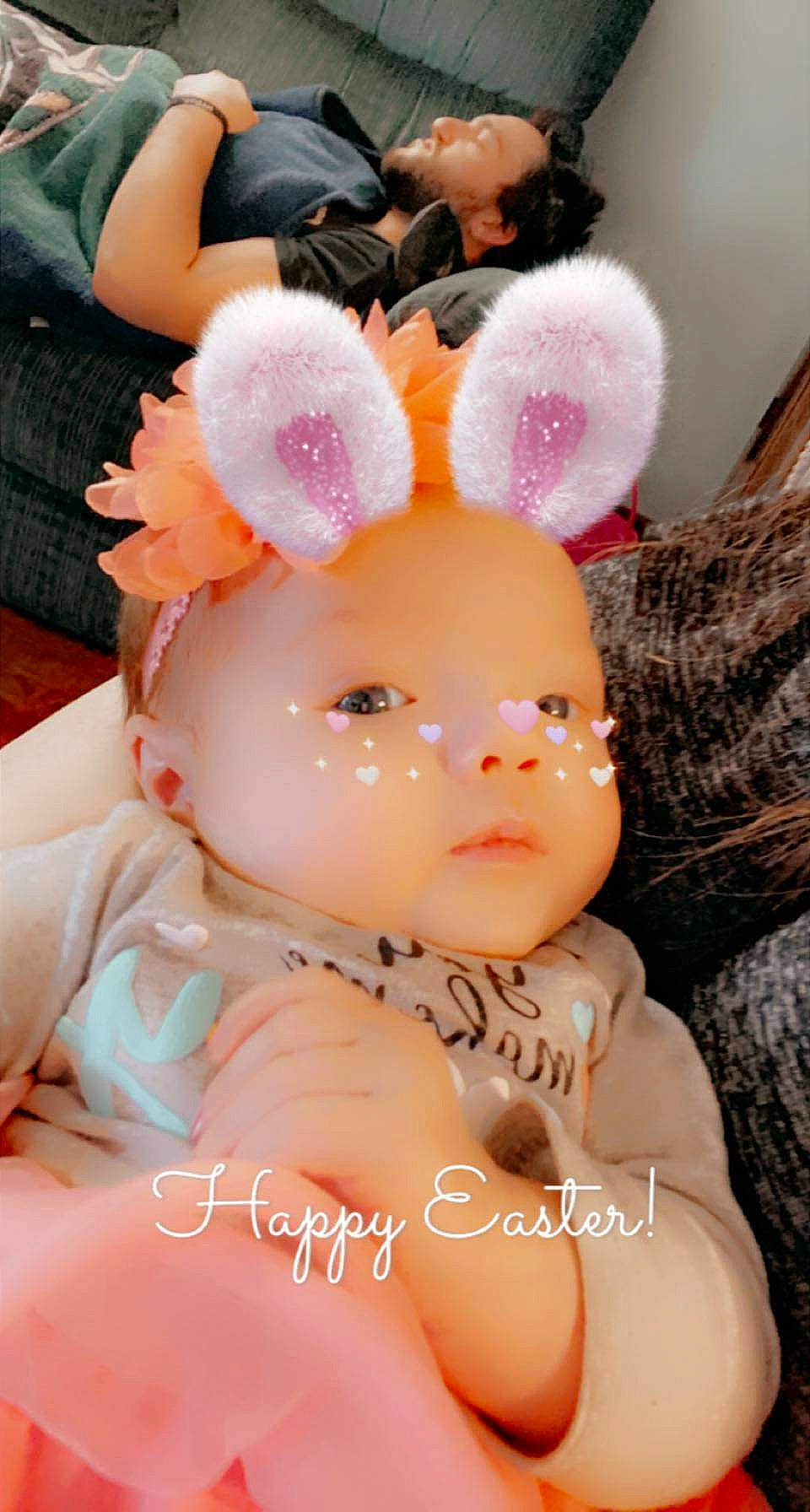 Leyla joined the competition — help win amazing prizes! baby, cheek, child, doll, ear, event, eyelash, fashion_accessory, fawn, fur, happy, headband, magenta, peach, person, pink, plush, rabbits_and_hares, skin, stuffed_toy