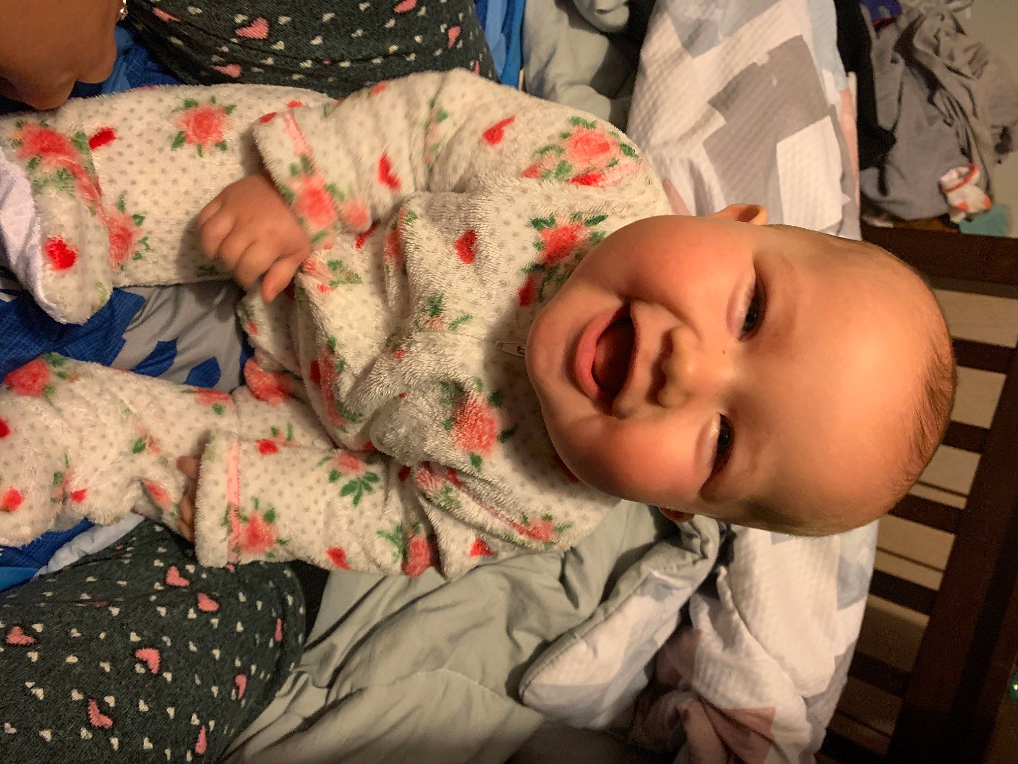 Kenzleigh joined the competition — help win amazing prizes! baby, baby_toddler_clothing, cheek, child, christmas, christmas_eve, laugh, nightwear, pajamas, person, plush, stuffed_toy, toddler, tooth