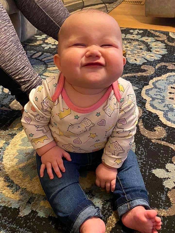 Kenzleigh is registered to the contest to win money with this photo: baby, baby_toddler_clothing, barefoot, cheek, child, denim, finger, flooring, foot, human, joint, mouth, nail, nose, person, skin, sleeve, thumb, toddler, toe