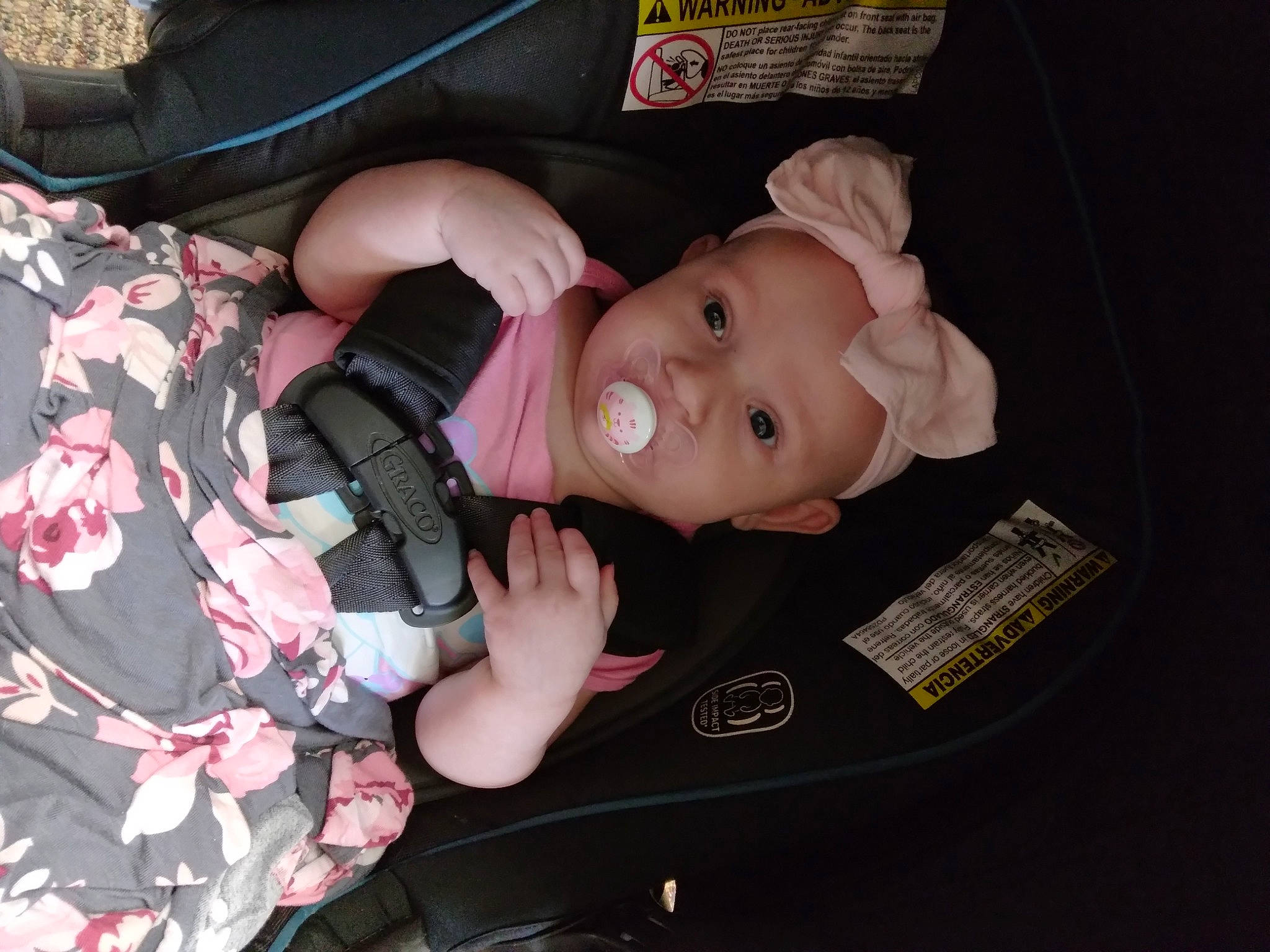 Kailena Zai Ann Krueger joined the competition — help win amazing prizes! baby, baby_carriage, baby_products, baby_toddler_clothing, baby_toys, car_seat, cheek, child, comfort, headwear, nail, pattern, person, personal_protective_equipment, sitting, thumb, toddler