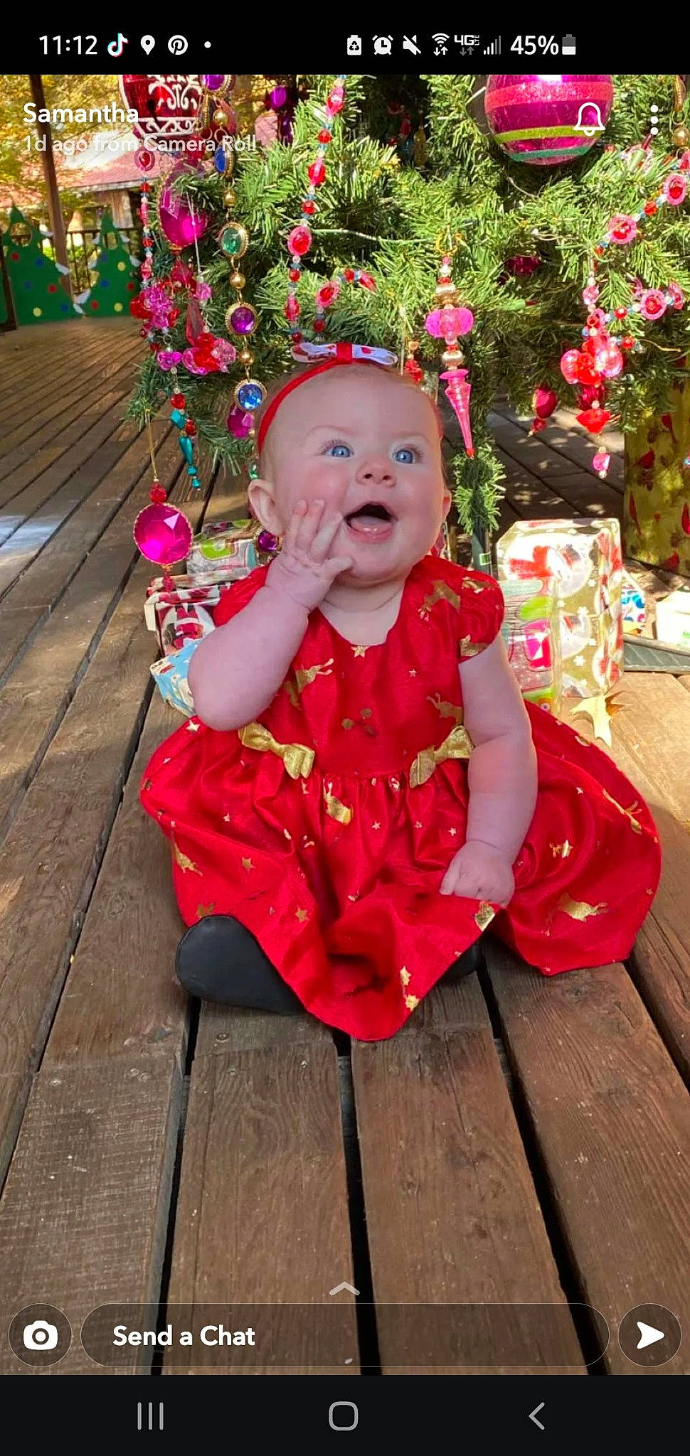 Halle is registered to the contest to win money with this photo: baby, baby_toddler_clothing, child, christmas_ornament, dress, event, eye, flooring, flower, fun, grass, happy, headwear, leisure, magenta, person, pink, plant, sitting, toddler
