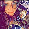 casual, cat, close_up, collar, comfort, cuddle, eyewear, face, glasses, happy, indoor, long_hair, paw, person, portrait, relaxed, sleeping_cat, snuggle, tabby_cat, warm