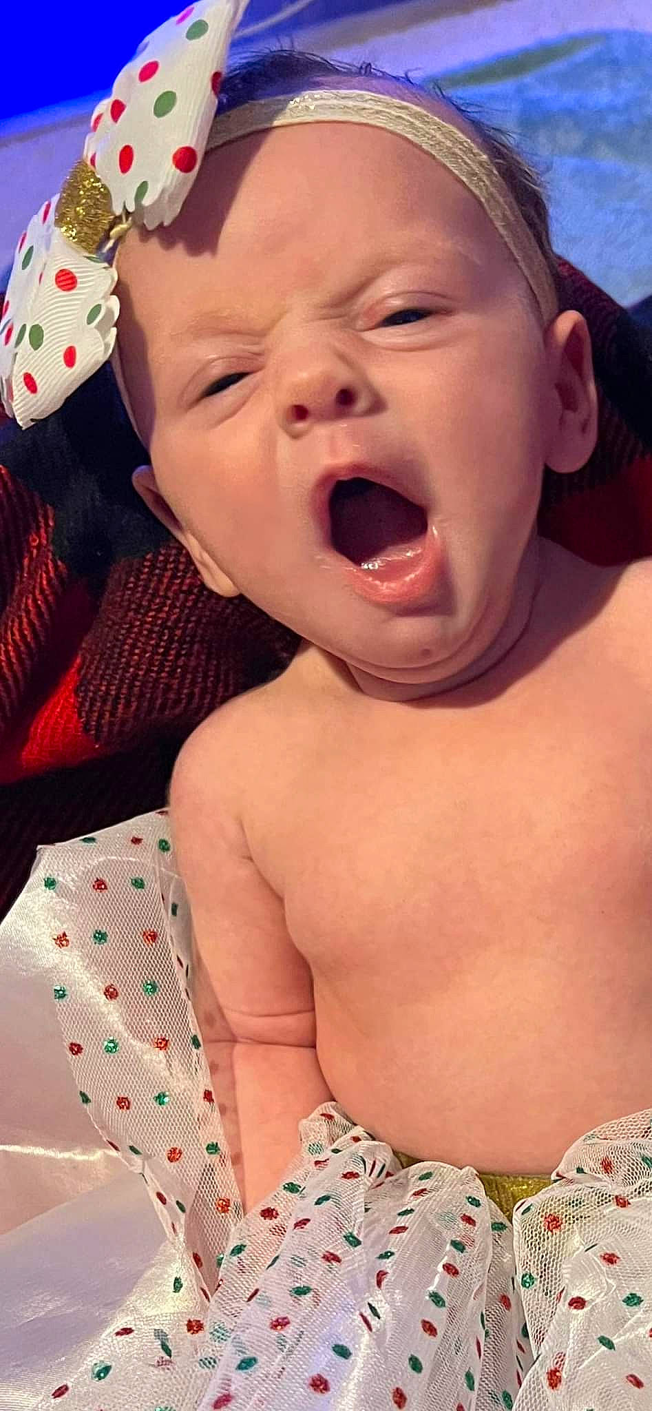 Emberlee is registered to the contest to win money with this photo: baby, baby_toddler_clothing, cheek, chest, child, finger, gesture, happy, head, lip, mouth, neck, nose, pattern, person, pink, shout, skin, smile, toddler