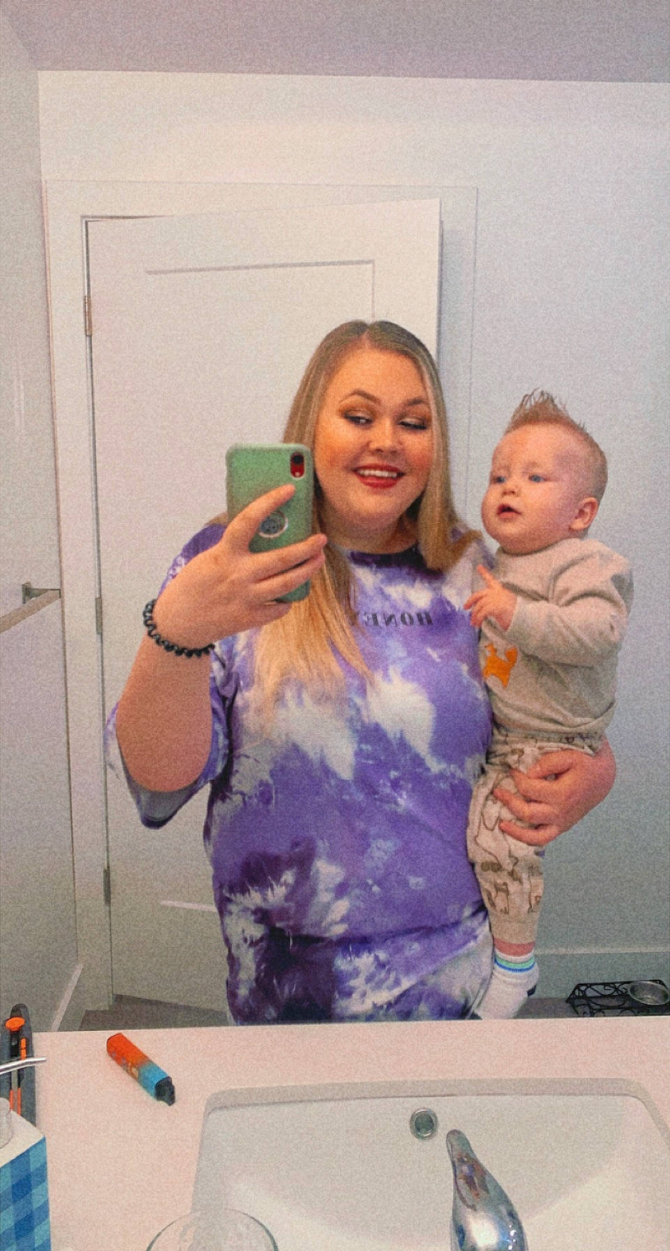 Daxton joined the competition — help win amazing prizes! art, baby, bathroom, countertop, design, finger, fun, gesture, hair, hairstyle, happy, joy, mirror, mouth, muscle, person, plumbing_fixture, room, sink, smile