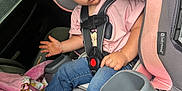 Oaklynn joined the competition — help win amazing prizes! baby, blanket, car_interior, car_seat, child, clothing, curious, infant, jeans, person, pink_shirt, safety_harness, seat, seat_cushion, seatbelt, toddler, transportation, vehicle, white_shoes, window
