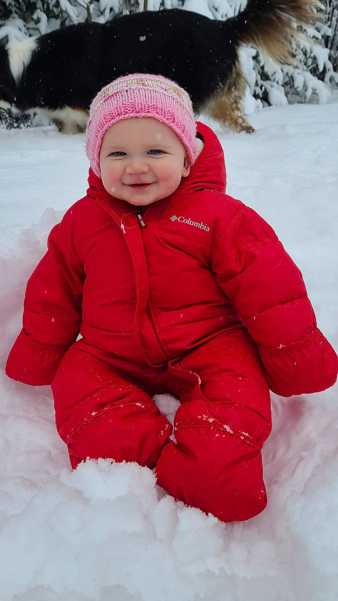 Beatrix joined the competition — help win amazing prizes! baby_toddler_clothing, cap, cheek, child, freezing, fun, happy, headgear, headwear, jacket, joy, magenta, parka, person, photograph, pink, red, sleeve, smile, snow