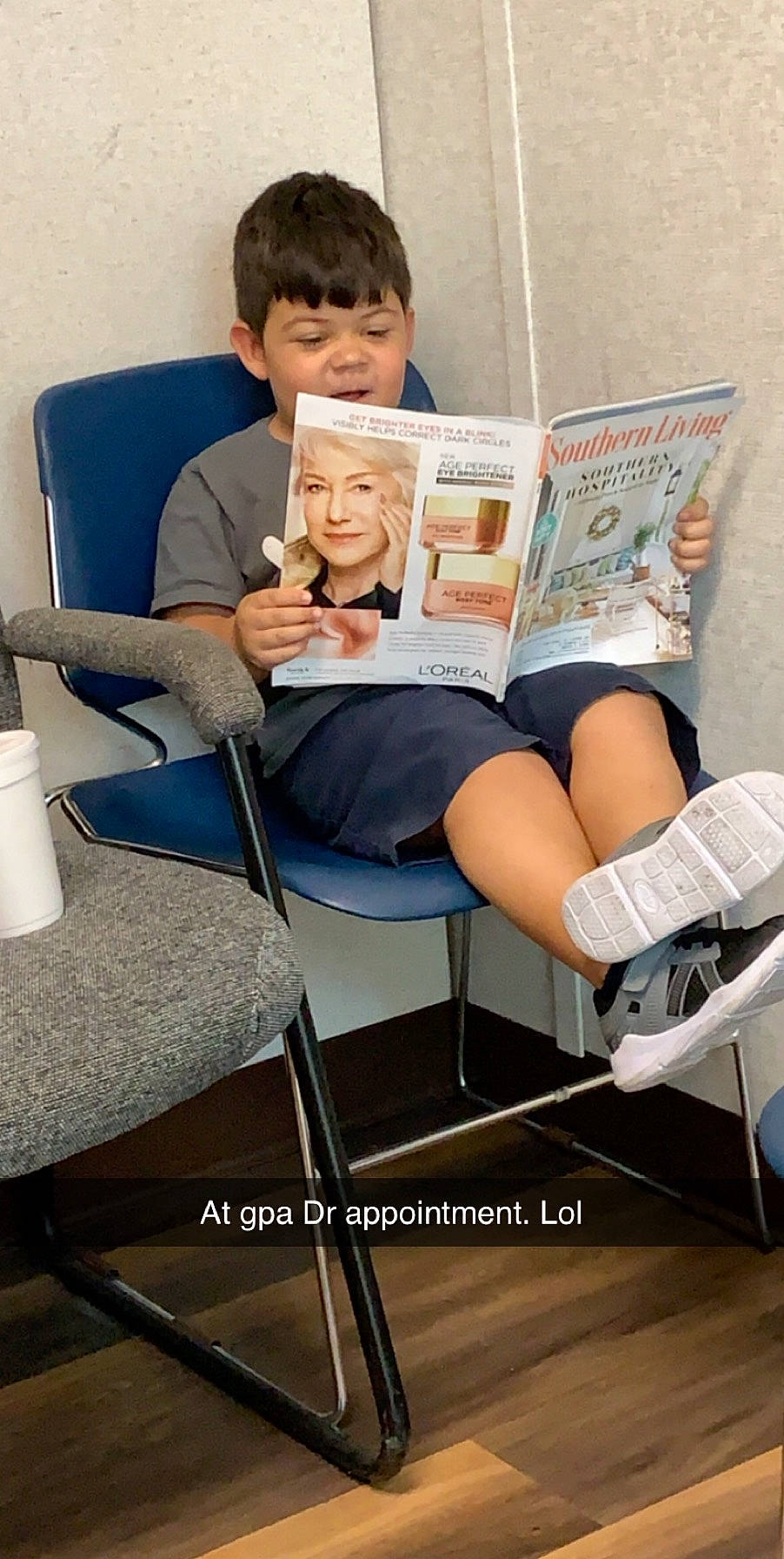 Evan is registered to the contest to win money with this photo: furniture, leg, person, sitting, thigh