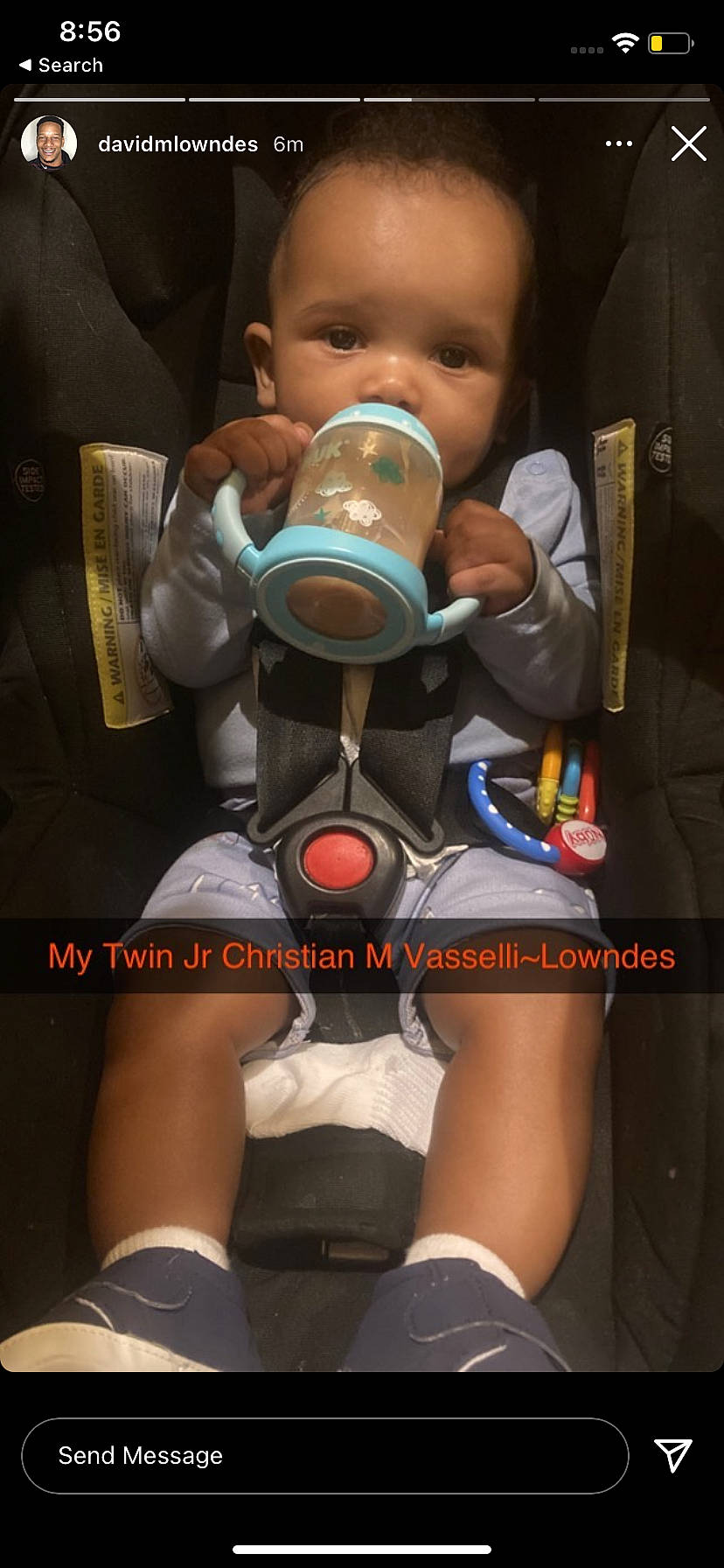 Christian joined the competition — help win amazing prizes! baby, baby_products, baby_toddler_clothing, car_seat, child, comfort, cool, drinkware, finger, flash_photography, fun, human_leg, joy, knee, lap, nail, person, personal_protective_equipment, sitting, thigh