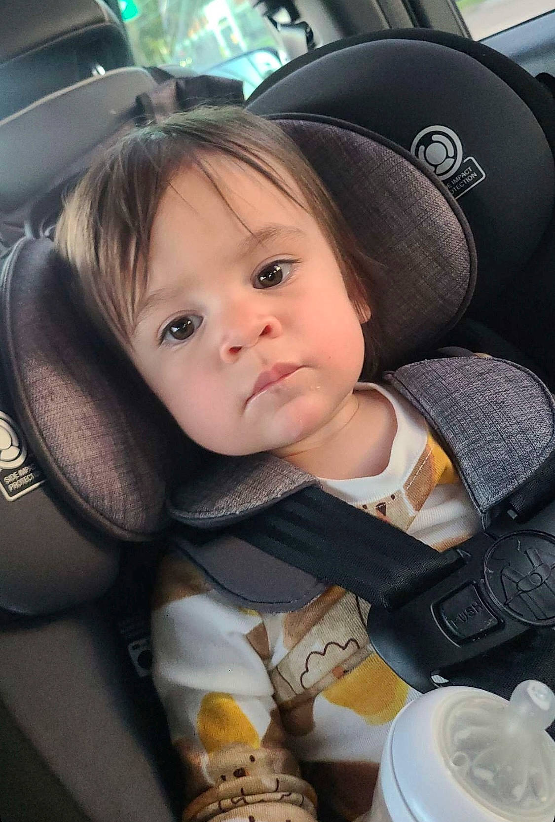 Jade joined the competition — help win amazing prizes! auto_part, automotive_design, baby_carriage, baby_in_car_seat, car_seat, car_seat_cover, child, comfort, cup, head_restraint, motor_vehicle, person, personal_luxury_car, product, serveware, smile, steering_part, steering_wheel, toddler, vehicle_door