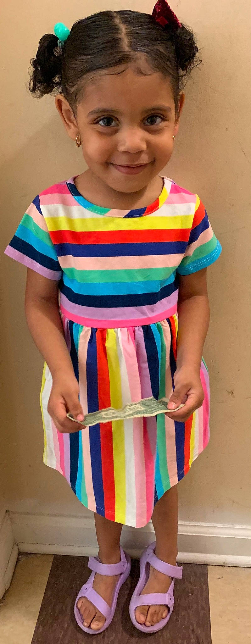 Indya joined the competition — help win amazing prizes! arm, baby_toddler_clothing, day_dress, dress, face, facial_expression, hand, happy, human_body, joint, joy, neck, one_piece_garment, person, pink, shoulder, skin, sleeve, smile, toddler