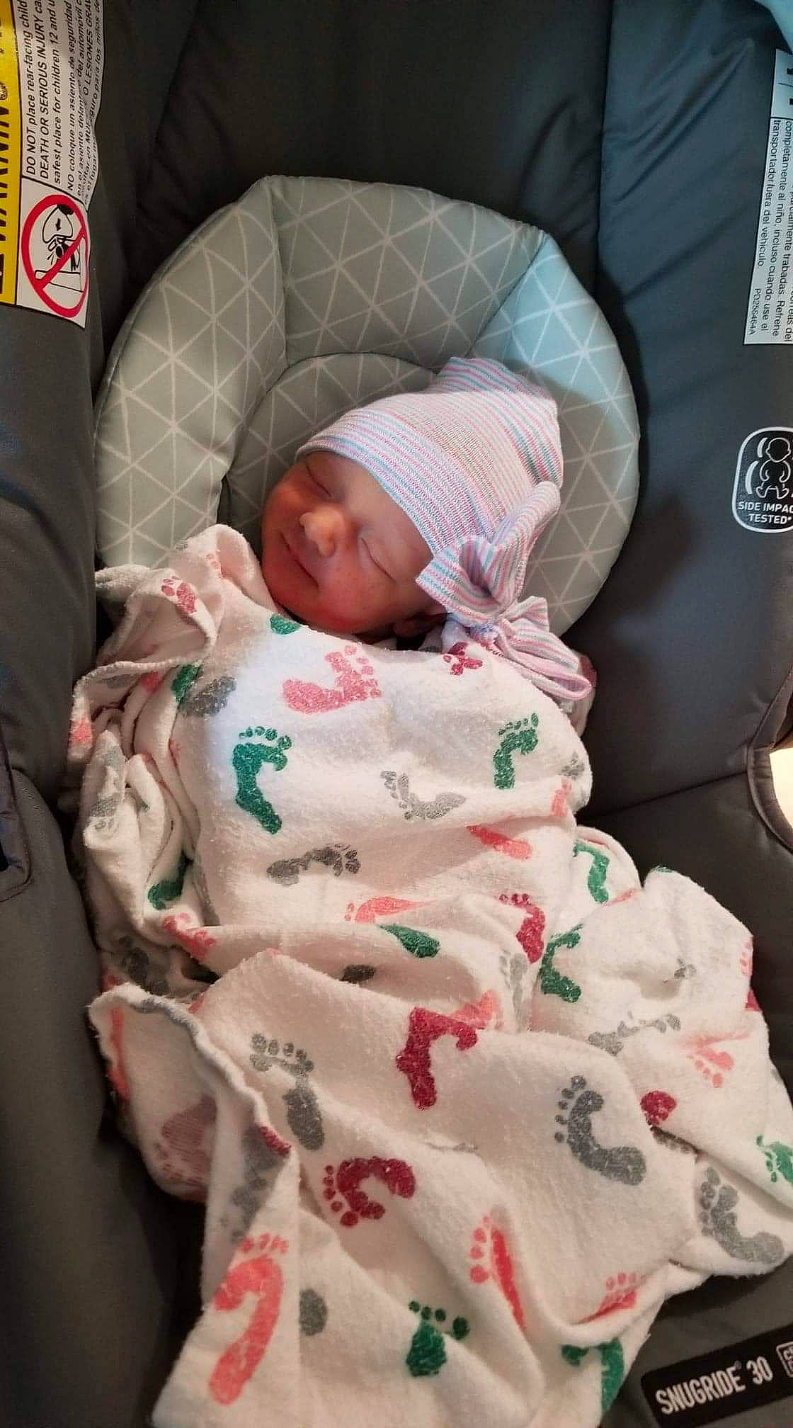 Estella is registered to the contest to win money with this photo: baby, birth, child, comfort, headwear, person, product, sleep, toddler