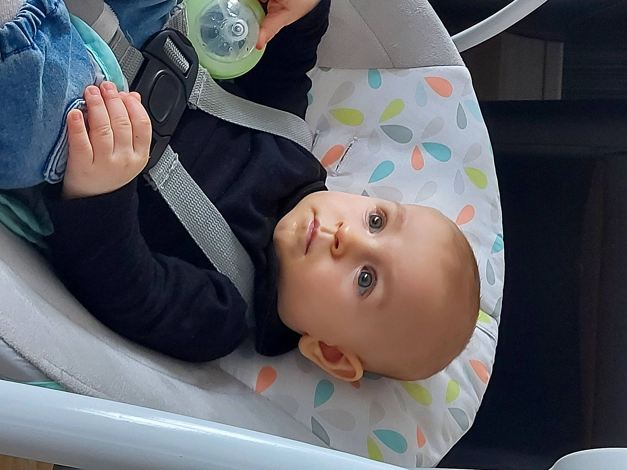 Mayla a rejoint le concours — aidez-le/la à gagner de superbes lots ! baby, baby_products, bag, car_seat, chair, child, comfort, denim, fashion_accessory, finger, fun, gesture, hand, happy, leisure, mouth, person, skin, toddler, tree