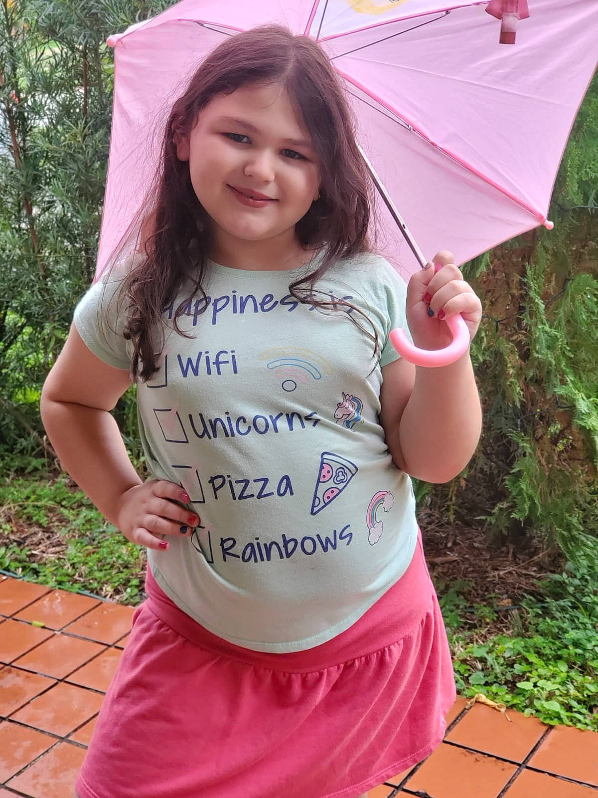 Emily joined the competition — help win amazing prizes! child, fashion_accessory, fun, grass, happy, joy, leisure, magenta, people_in_nature, person, photograph, pink, plant, recreation, sleeve, smile, summer, t_shirt, toddler, tree