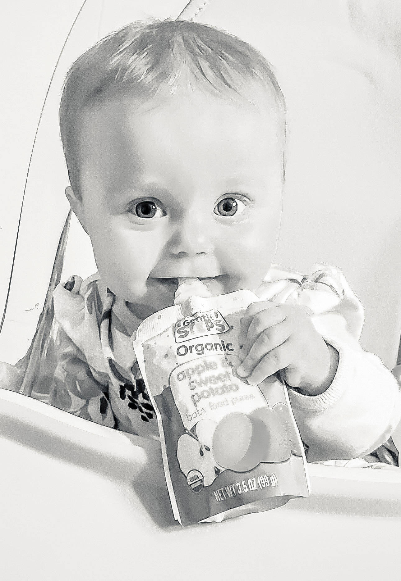 Everleigh is registered to the contest to win money with this photo: baby, black_and_white, cheek, child, drink, drinking, drinkware, eyelash, facial_expression, food, happy, iris, junk_food, monochrome, monochrome_photography, person, plant_milk, sitting, stock_photography, style