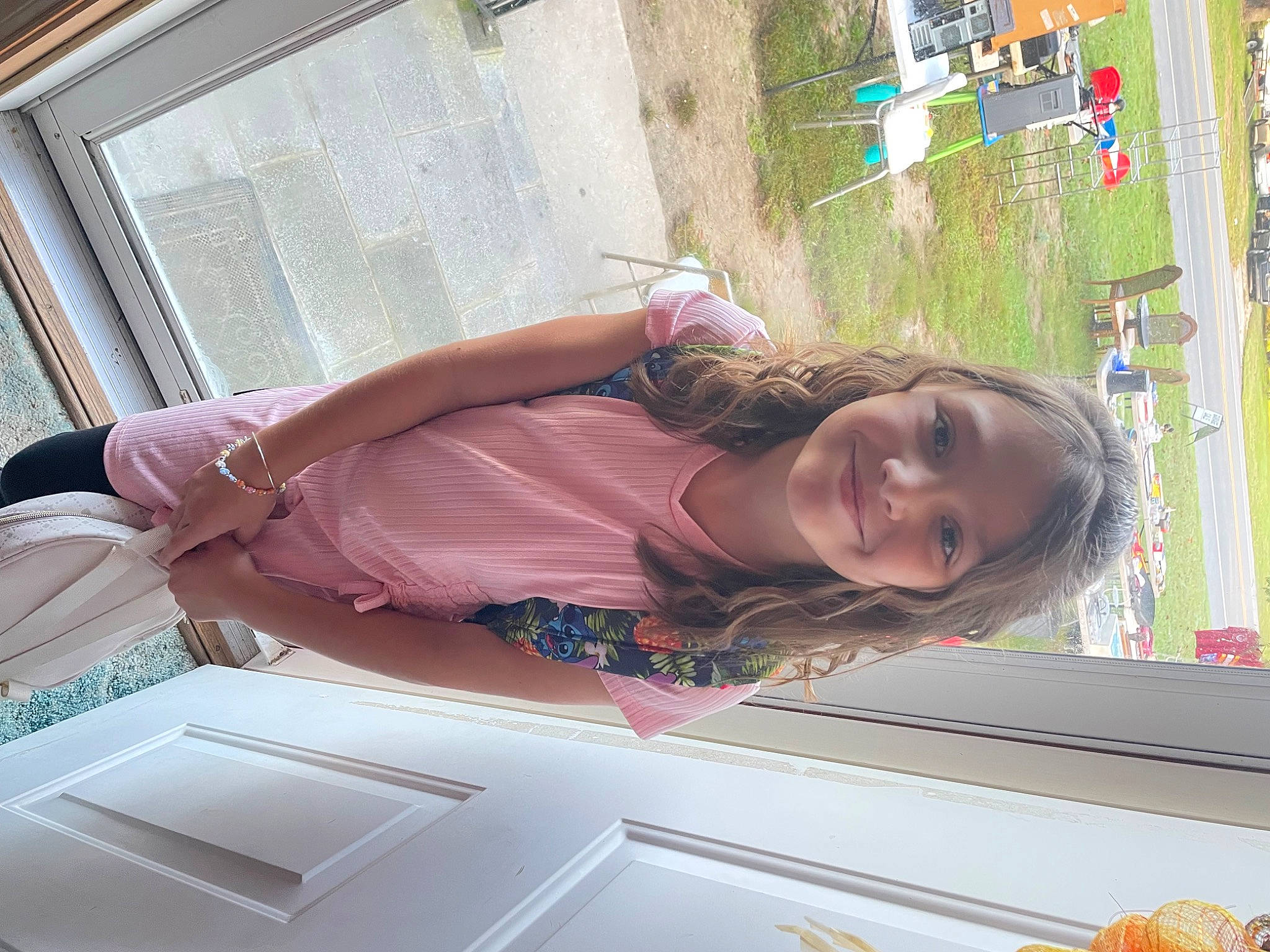 Miley joined the competition — help win amazing prizes! comfort, flower, fun, happy, human_leg, joy, leisure, magenta, person, pink, plant, room, smile, thigh, tree, vacation, waist, white, window, window_blind