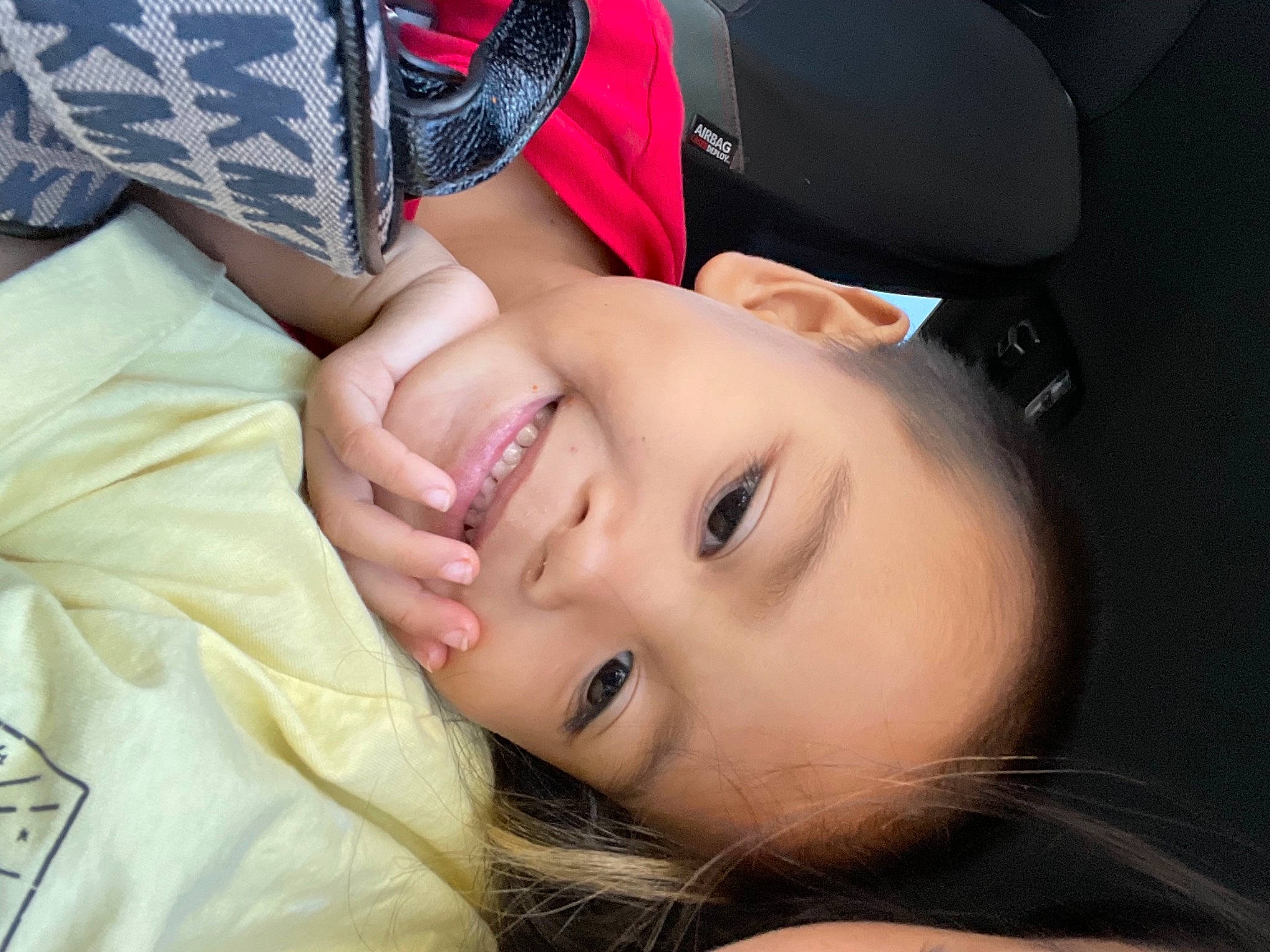 Casen is registered to the contest to win money with this photo: cheek, child, comfort, eyelash, fashion_accessory, flash_photography, fun, grass, happy, joy, lip, mouth, neck, nose, pattern, person, plant, skin, smile, tartan