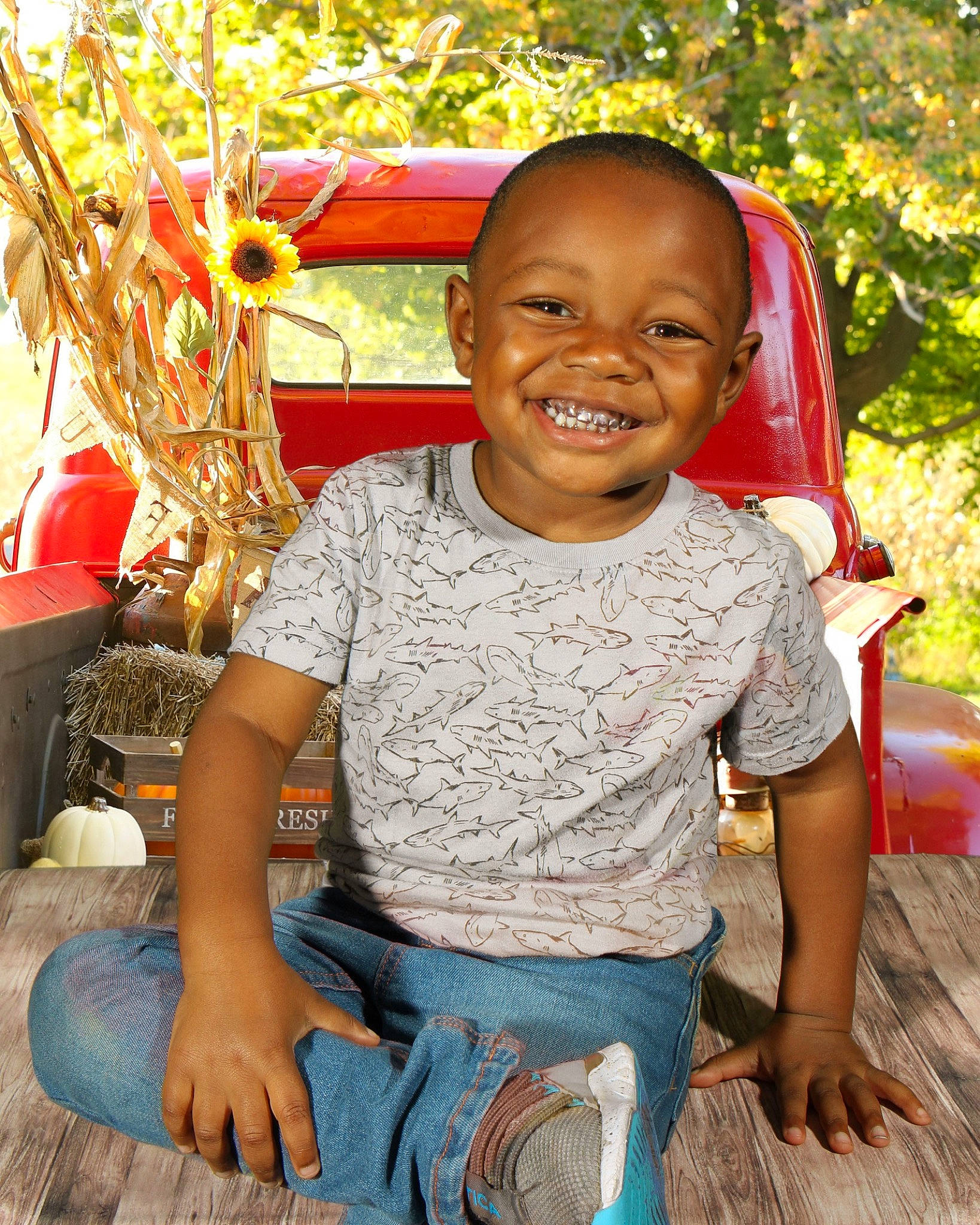 Kyson joined the competition — help win amazing prizes! baby, baby_toddler_clothing, chair, child, eye, fun, grass, happy, head, joy, laugh, leisure, person, play, sitting, skin, smile, t_shirt, temple, toddler